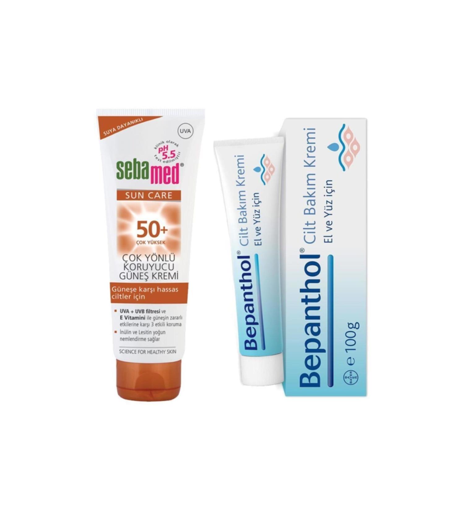 Sebamed Adult 50+ Sun Cream 75 ml + Bepanthol Skin Care Cream 100 gr - Buy Online on GoSupps.com