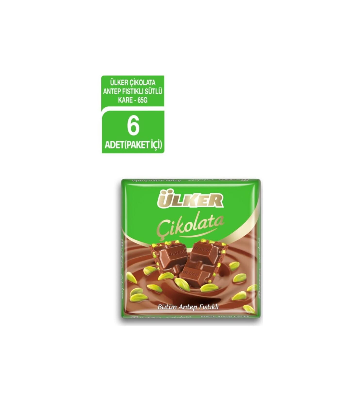 Ulker Pistachio Bitter Square 65 Gr X 6 Pieces