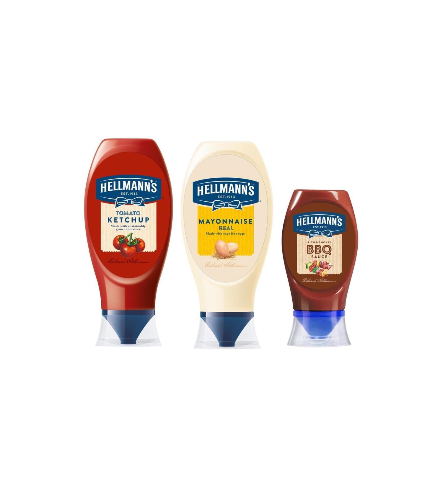 Hellmann's Barbecue Sauce 285 gr + Ketchup 480 gr + Mayonnaise 395 gr