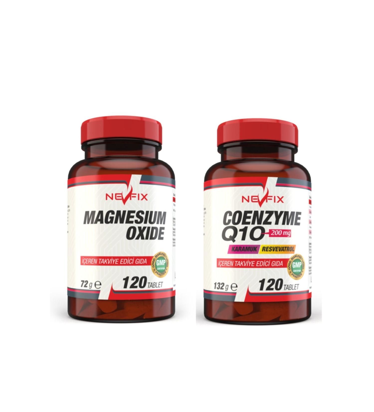Nevfix Magnesium 250 Mg 120 Tablets Coenyme Q10 200 Mg 120 Tablets