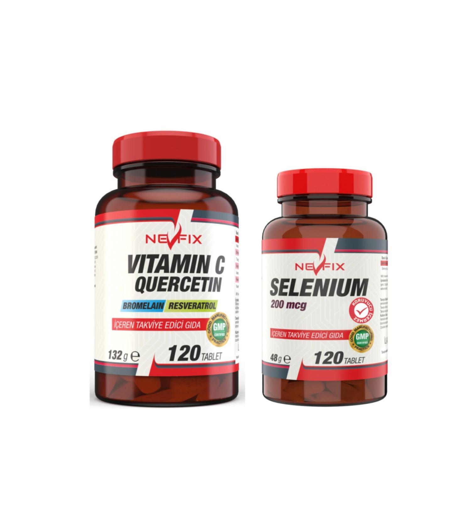 Nevfix Vitamin C 1000 Mg 120 Tablets Selenium 200 Mcg 120 Tablets