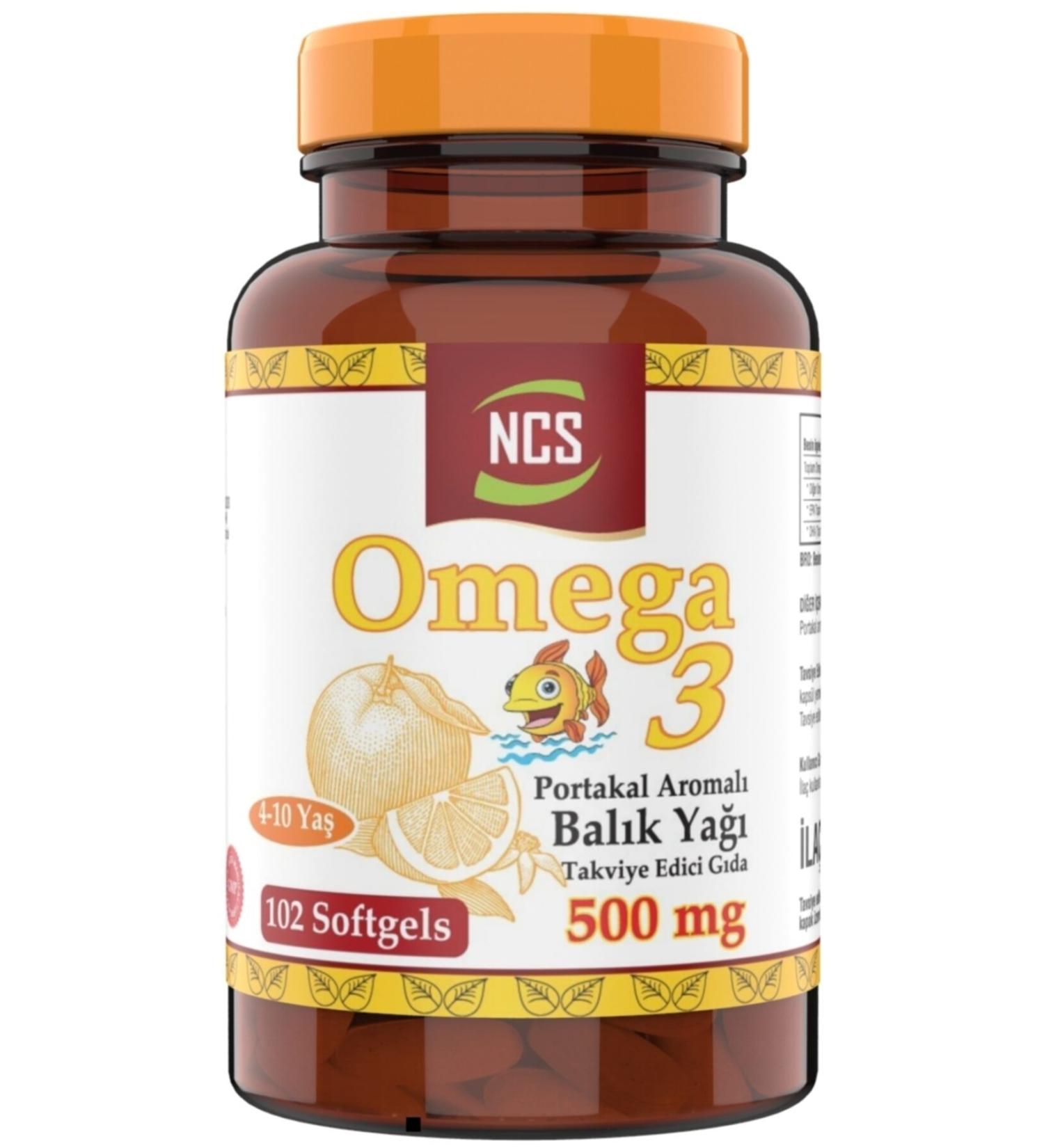 Ncs Omega 3 Fish Oil 500 Mg Epa Dha 102 Softgel Orange Flavored Special for Children