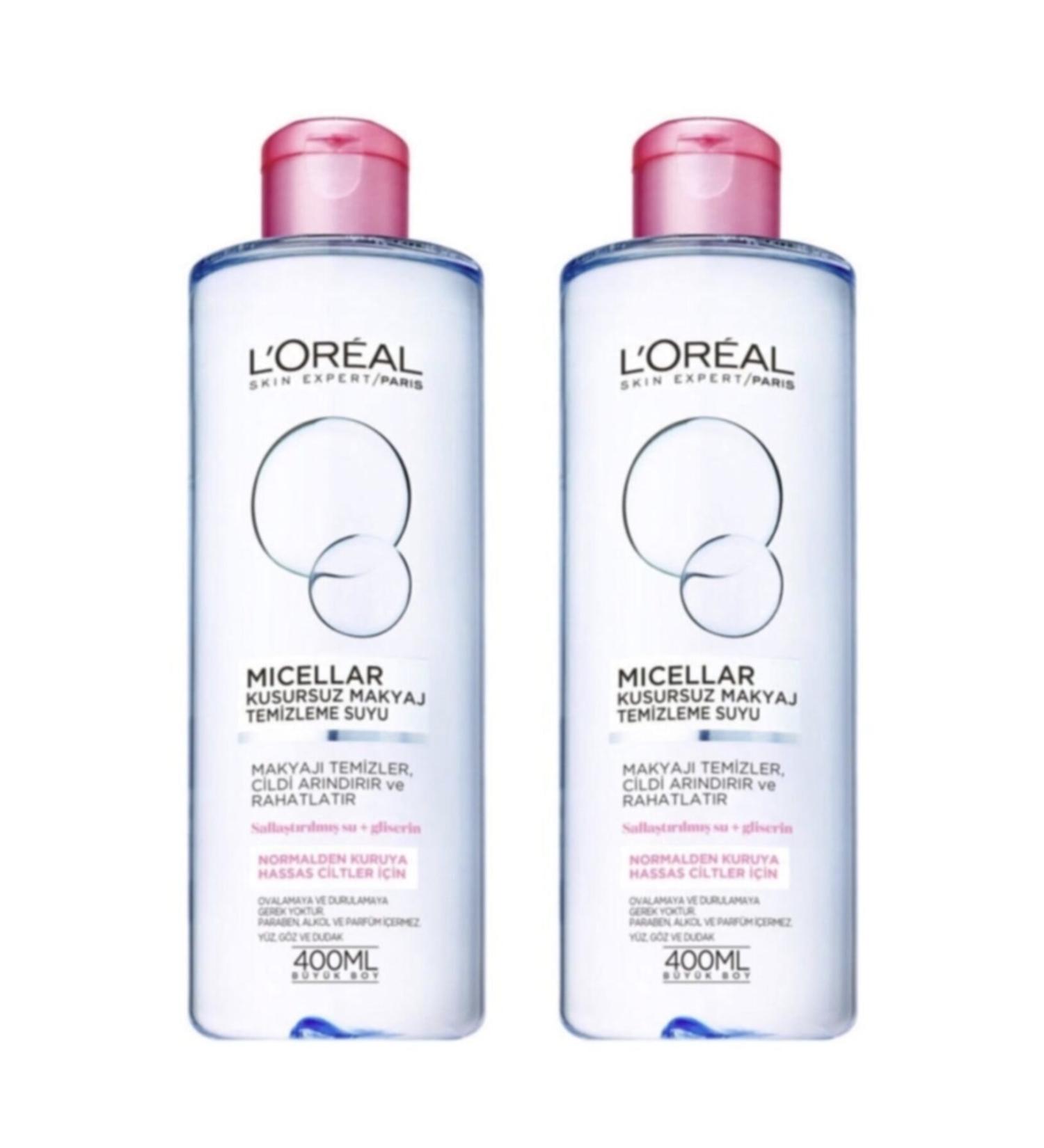L'Oreal Paris Dermo Expertise Perfect Make-Up Remover Water for Sensitive Skin 400 ml 2 Pieces
