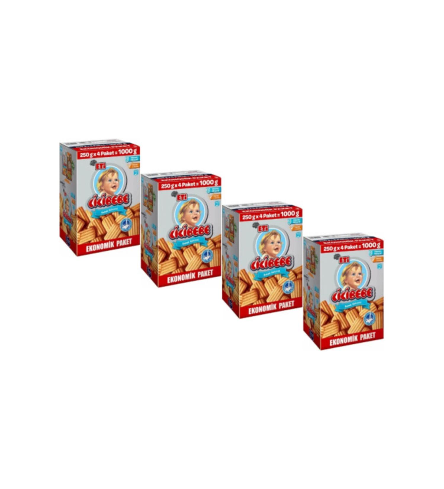 Eti Cicibebe Baby Biscuits 1000 Gr. X 4 Pieces (Economical Package)