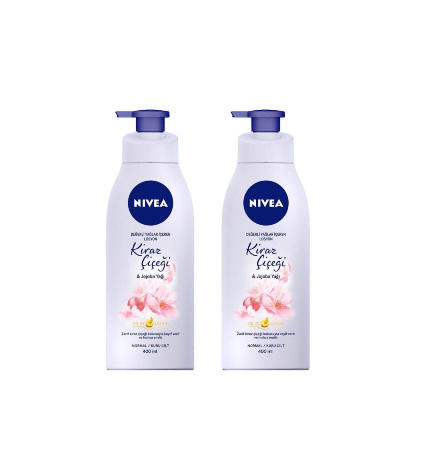 NIVEA Nbody Pump Cherry Blossom & Jojoba Oil Lotion 400 Ml X 2 Pcs