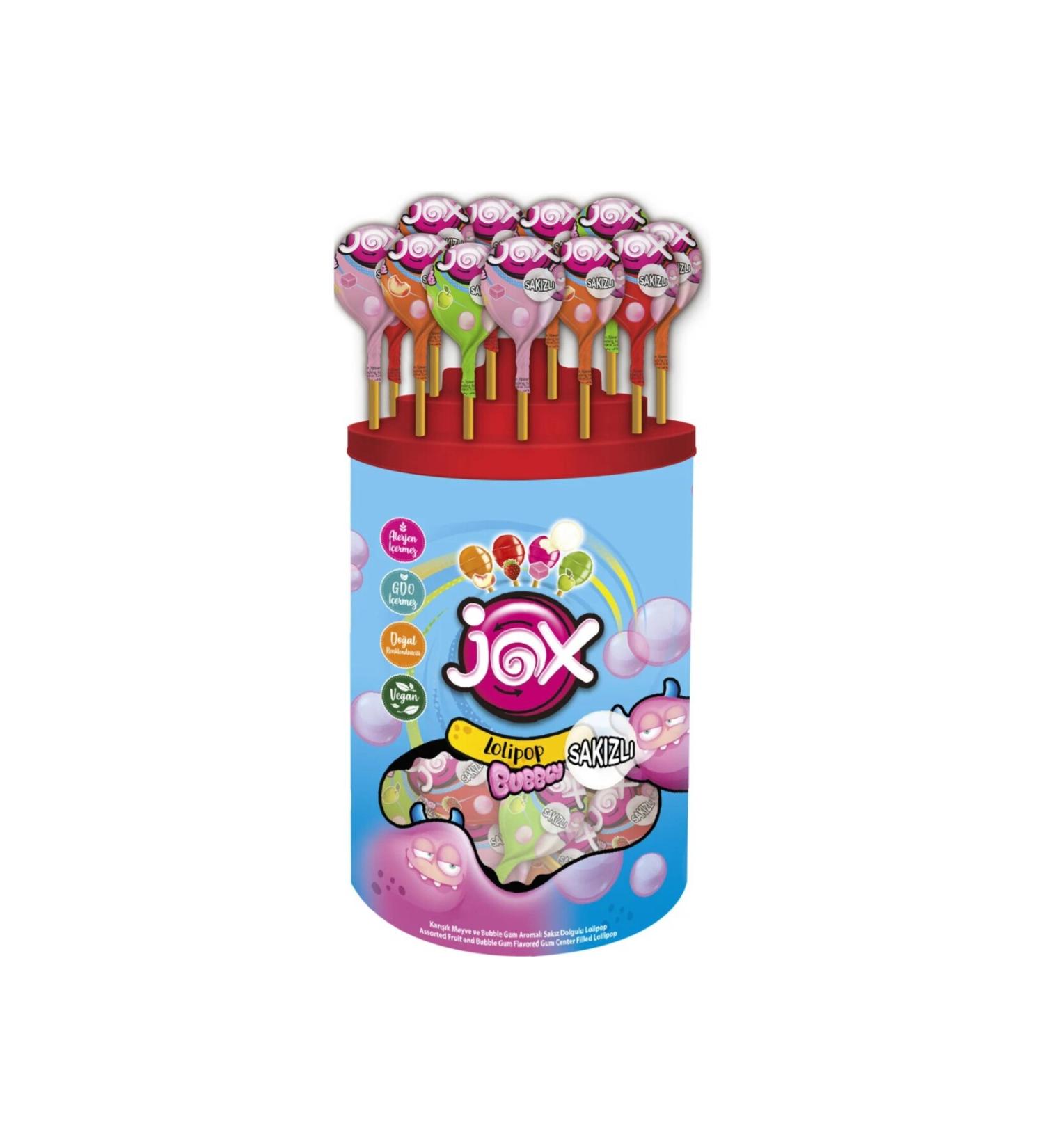 JOX Bubbly - Strawberry Peach Bubble Gum Apple Flavored Gum Filled Lollipop (13G X 110 Pcs) - Buy Online on GoSupps.com