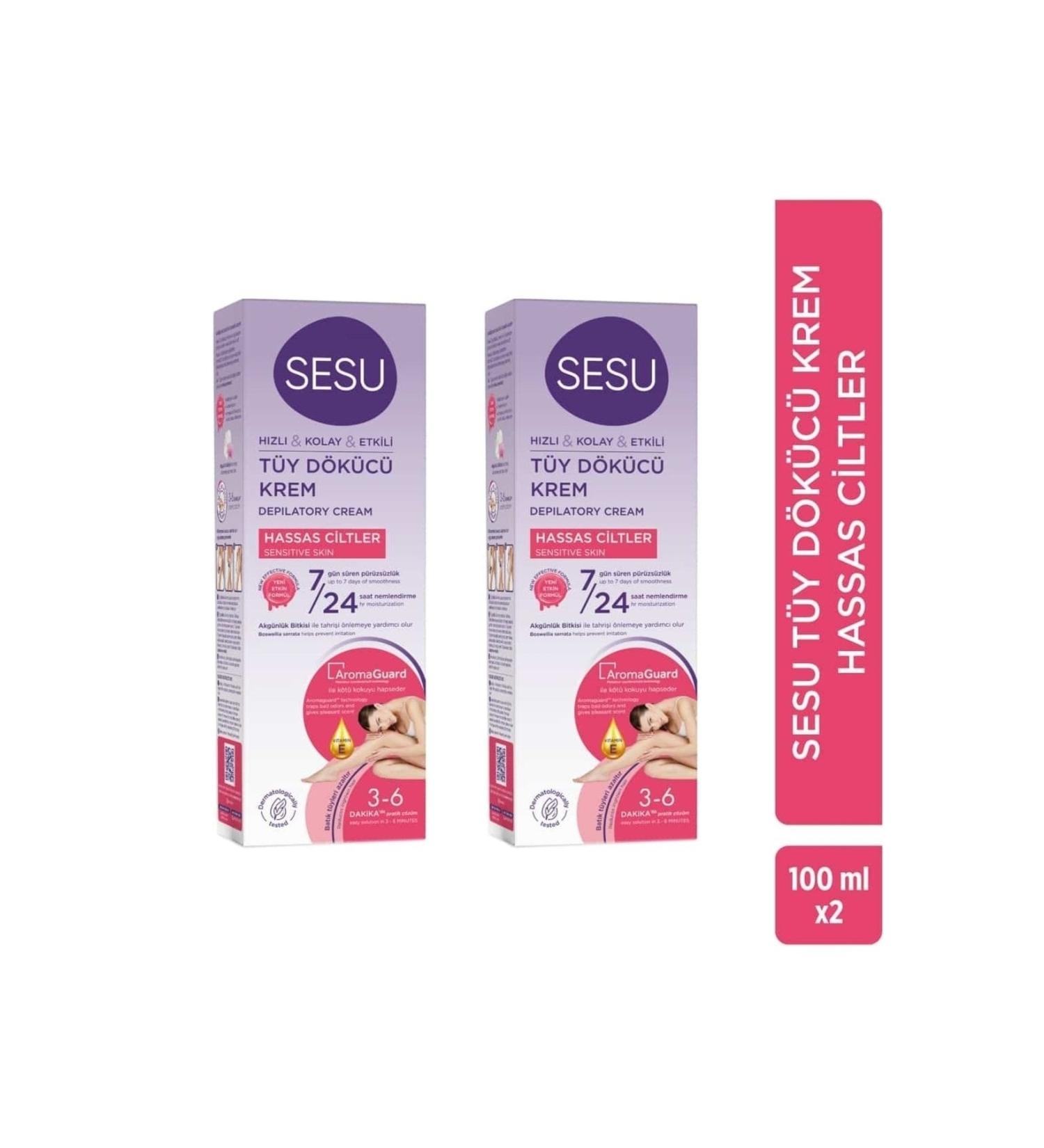 Sesu Hair Removal Cream Sensitive Skin 100 ml X 2 Pieces