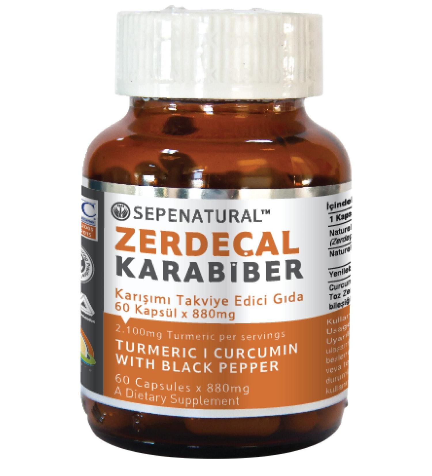 Sepe Natural Turmeric Black Pepper 60 Capsules 880 mg Curcumin Curcumin