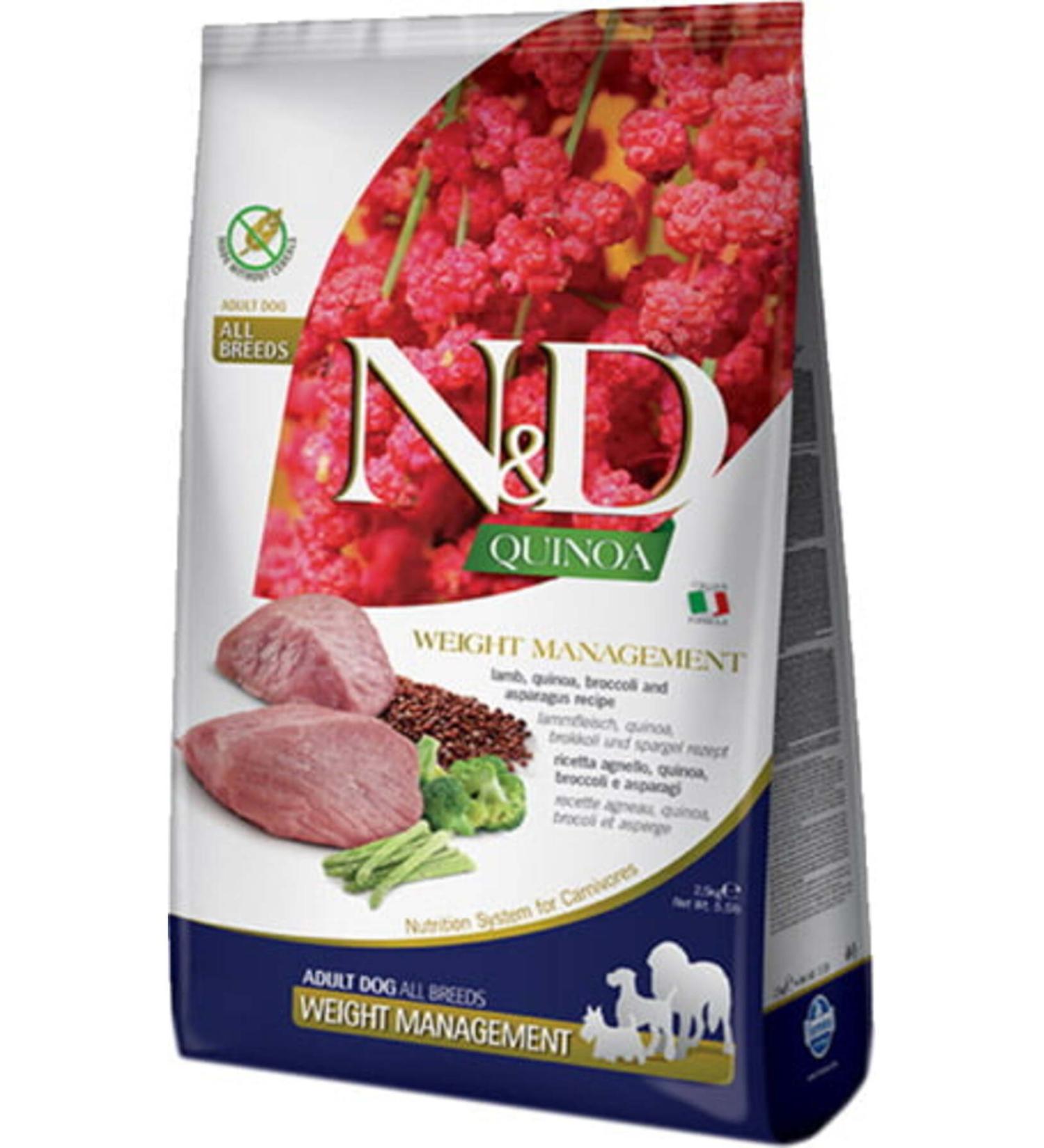 N & D Quinoa Weight Management Lamb Adult Dog Food 2.5 kg