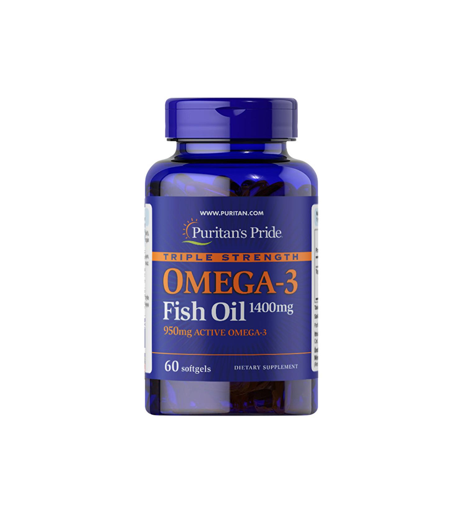 Puritan's Pride Omega 3 1400 Mg 60 Capsules - Buy Online on GoSupps.com