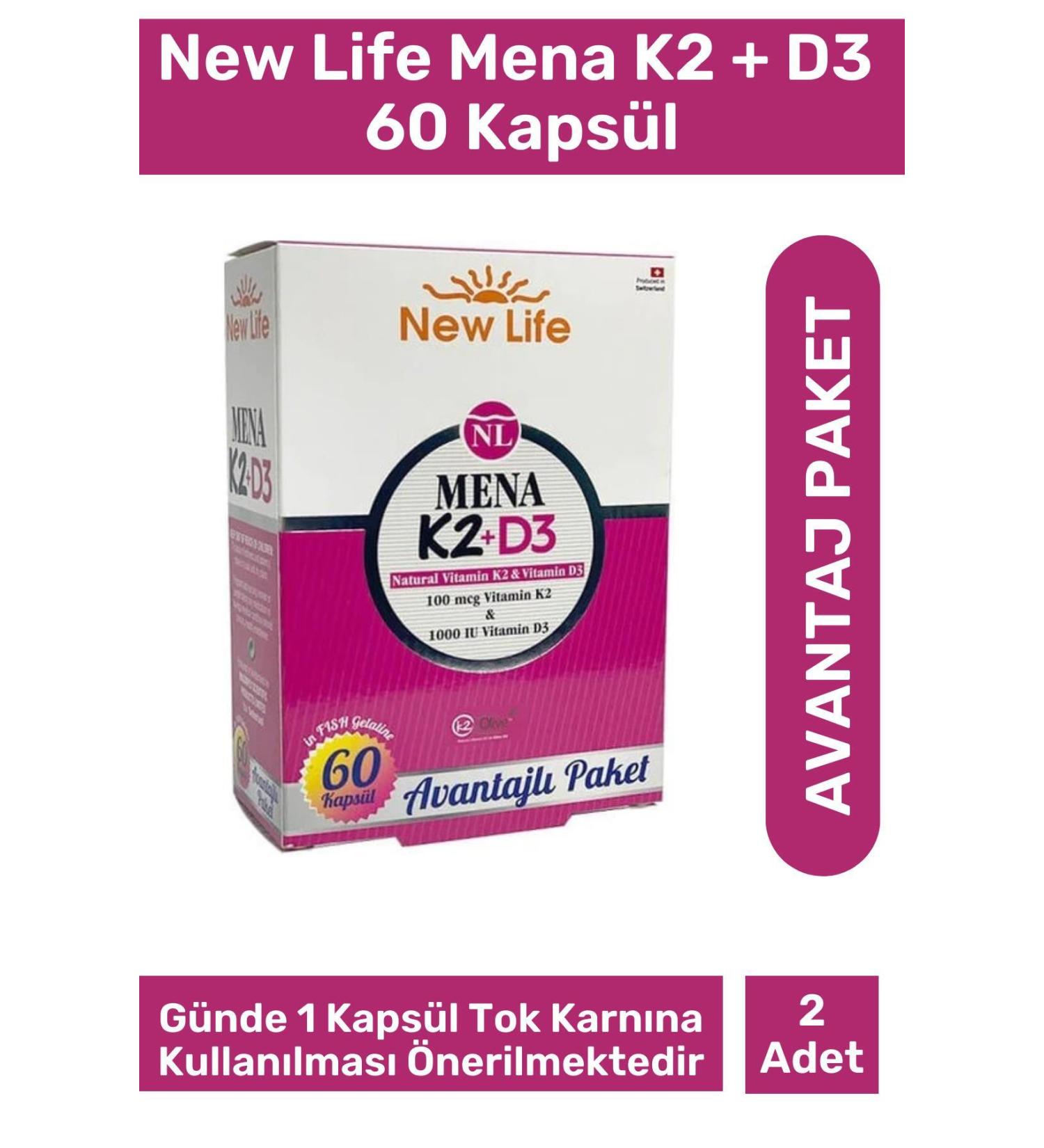 New Life Mena K2 D3 60 Capsules - 2 Pieces