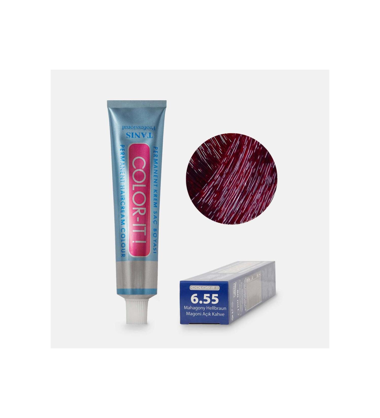 TANIS PROFESSIONAL Permanent Hair Dye Color- t 6.55 Mahogany Light Brown (60 ML OXIDANT WILL BE SENT AS A GIFT)