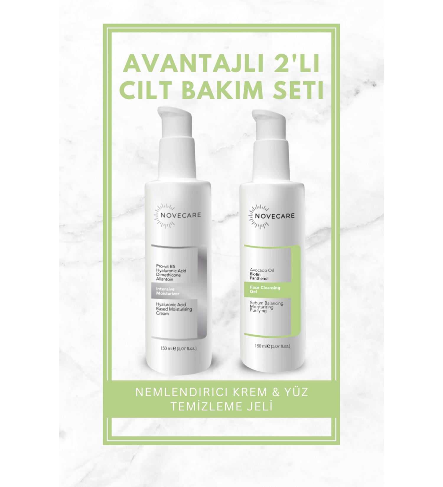 NOVECARE Skin Tone Equalizing Moisturizing Cream & Anti-Acne Facial Cleansing Gel with Avocado Oil Essence