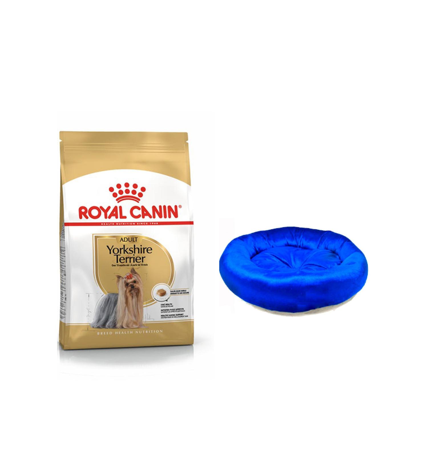 Royal Canin Yorkshire Terrier Dog Food 1.5 Kg + Dog Bagel Bed
