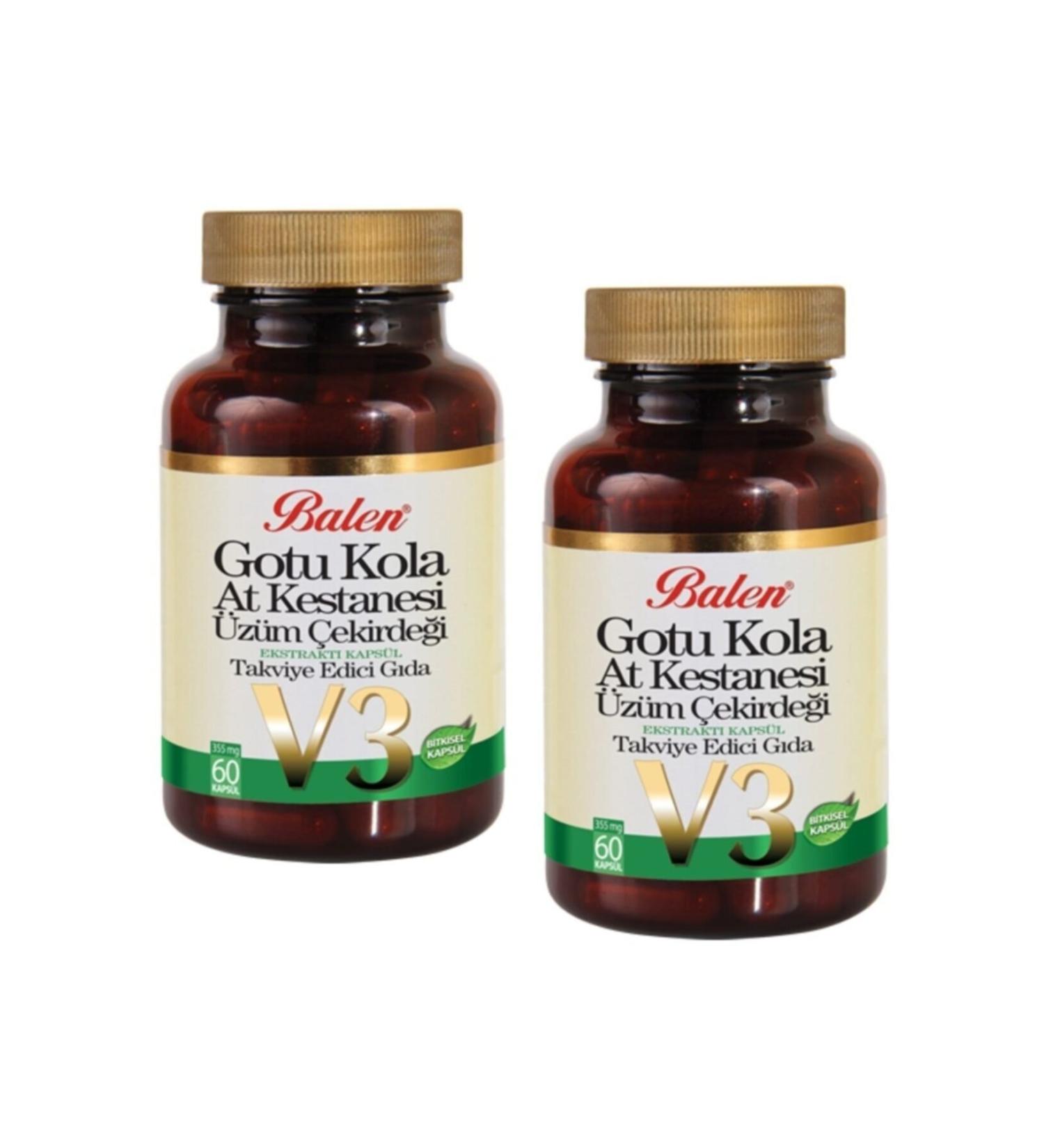 Balen Gotu Kola Horse Cut Grape Seed Extract V-3 Cap.355mg*60 2 Pieces