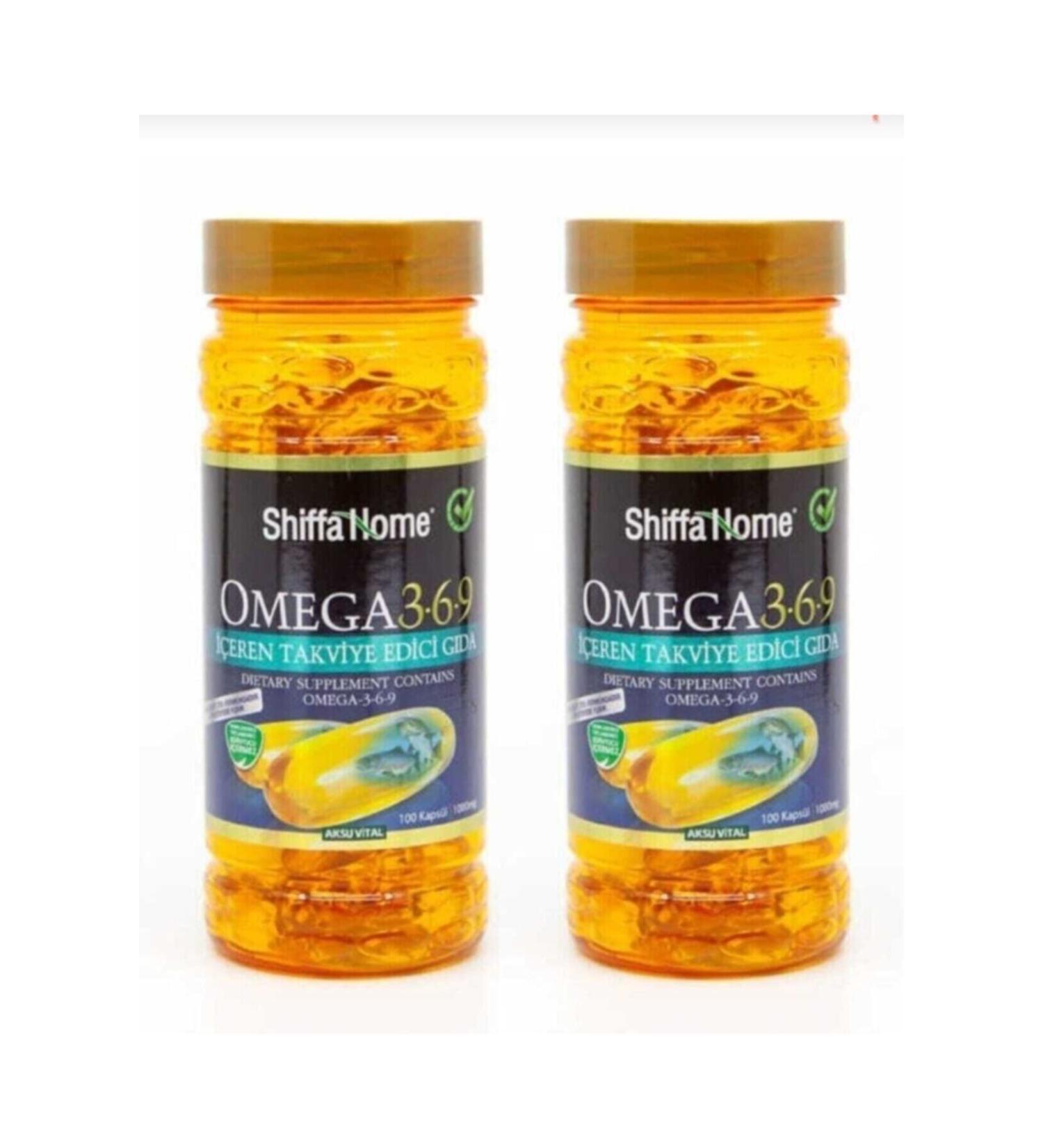 Shiffa Home Omega 3-6-9 Fish Oil 100 Softgel 1000mg 2 Piece Set
