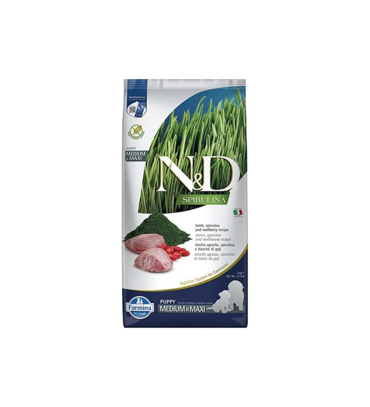 N & D Spirulina Lamb Meat Medium and Large Breed Puppy Food 7 Kg