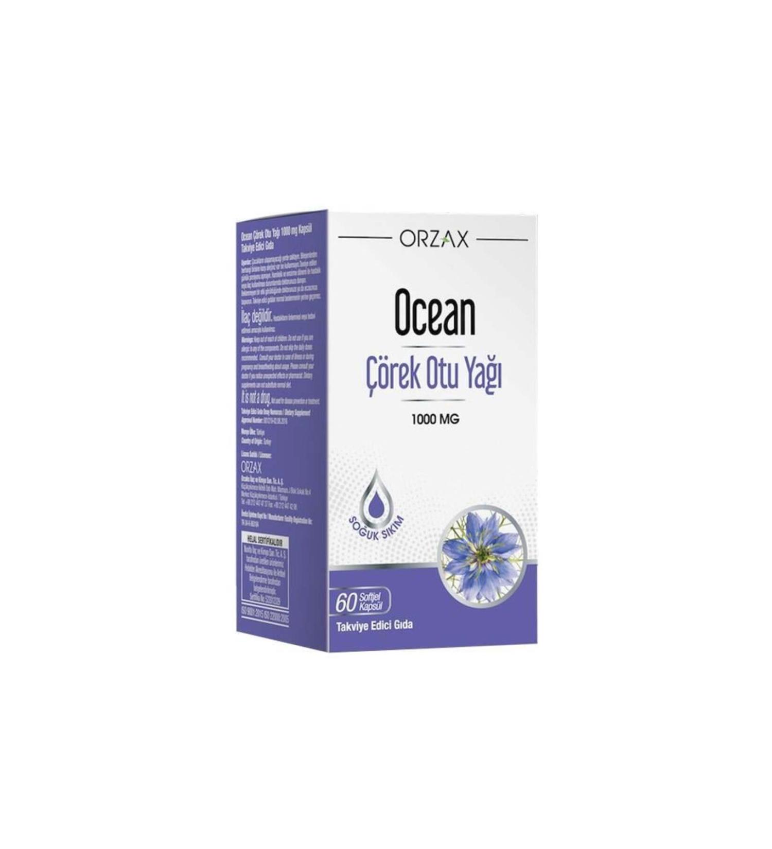 Ocean Orzax Ocean Black Cumin Oil 1000 mg 60 Capsules Black Cumin Oil Containing Supplementary Food..orzx