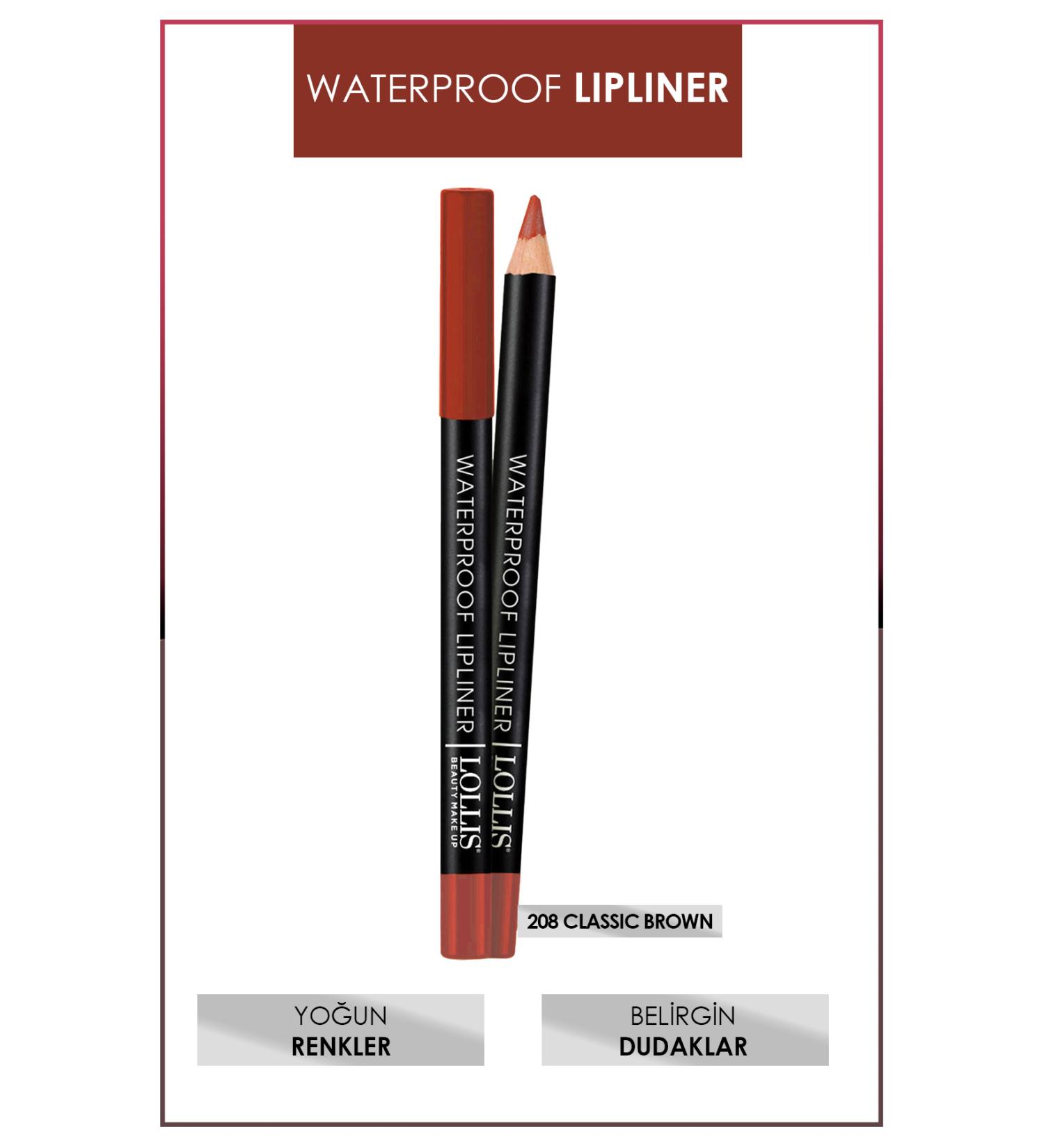 Lollis Waterproof Lipliner 208 Classic Brown / Waterproof Lip Pencil 208 Classic Brown - Buy Online on GoSupps.com