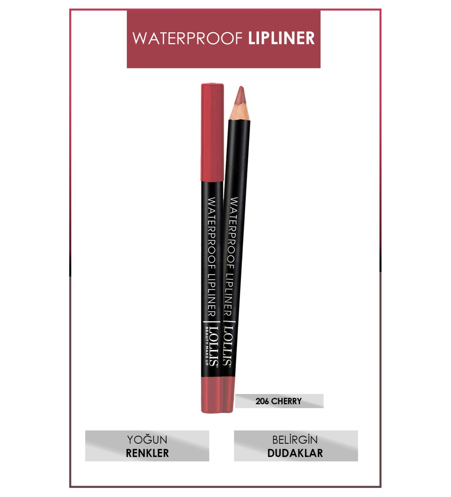 Lollis Waterproof Lipliner 206 Cherry / Waterproof Lip Pencil 206 Cherry - Buy Online on GoSupps.com