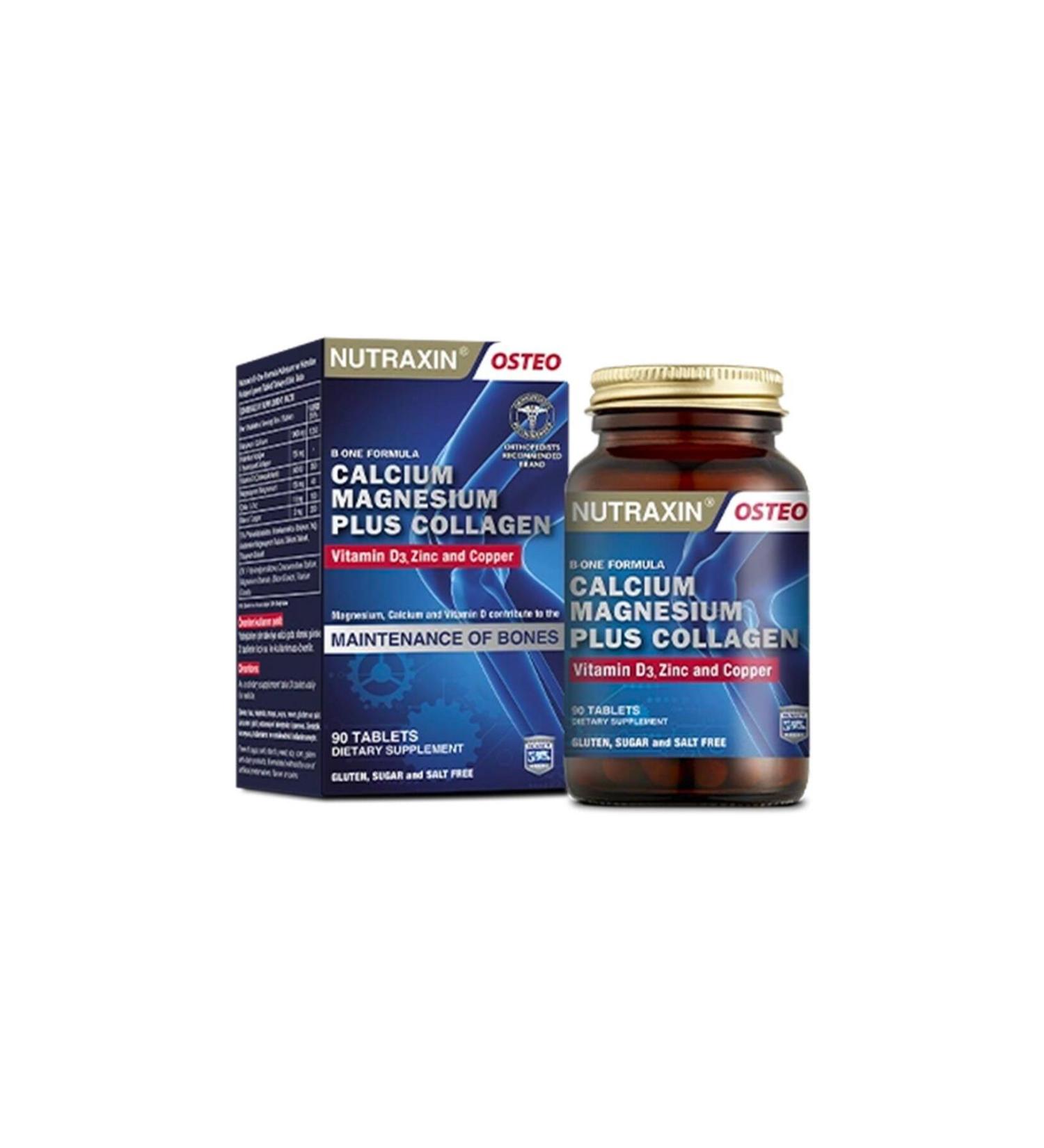 Nutraxin B-One Formula Type 1 Collagen Calcium Vitamin D Magnesium Zinc Copper Containing Supplement 90 Tablets