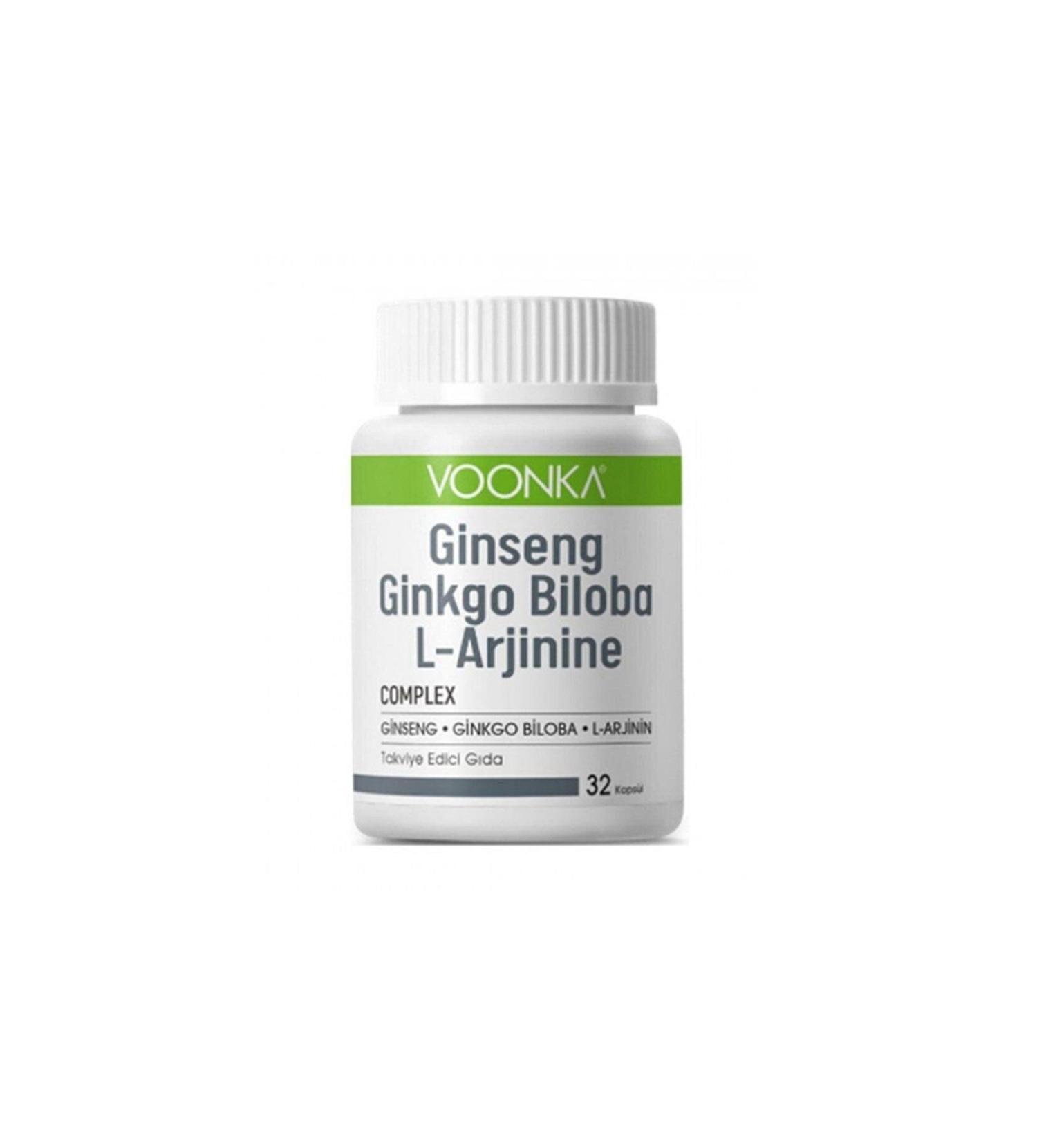 Voonka Ginseng Ginkgo Biloba L-Arginine Complex 32 Capsules