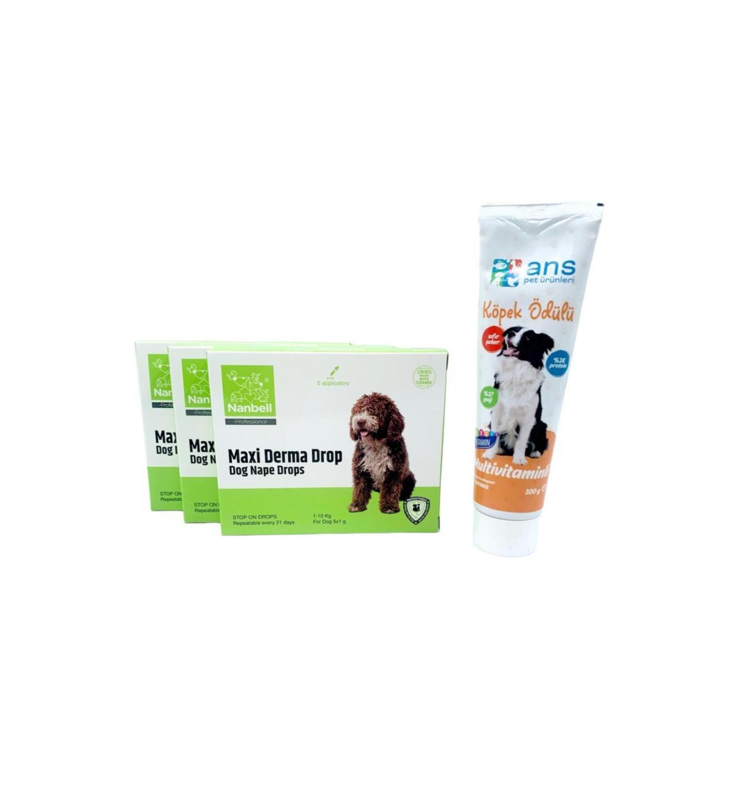 Nanbell 3 Boxes Drops for Dogs 1-10kg + Ans Multivitamin