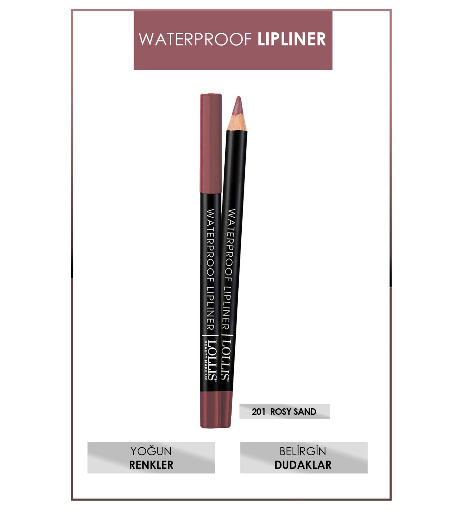 Lollis Waterproof Lipliner 201 Rosy Sans / Waterproof Lip Pencil 201 Rosy Sans - Buy Online on GoSupps.com