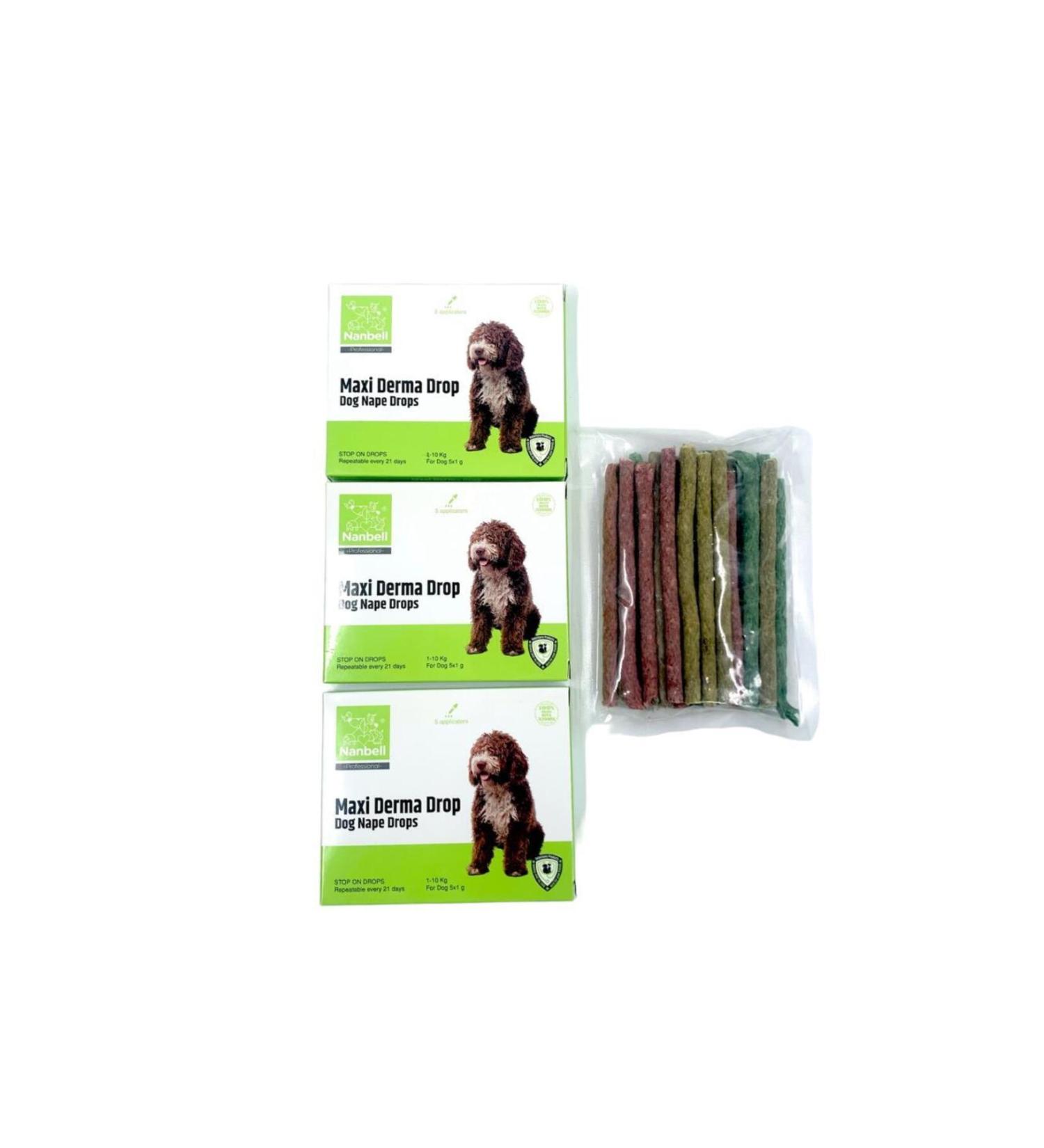 Nanbell 3 Boxes Drops for Dogs 1-10kg + 50 Munchy Reward Sticks