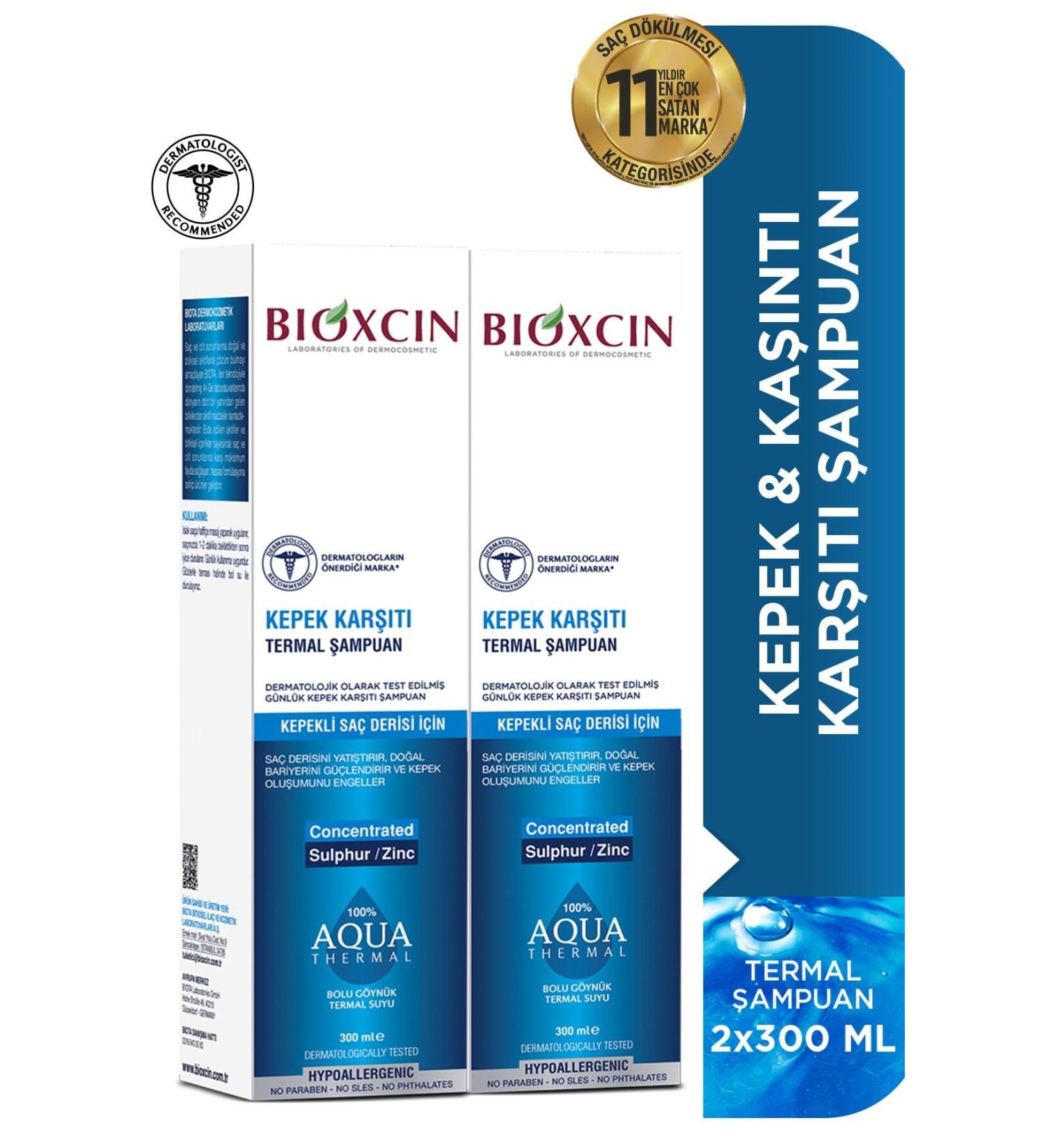 Bioxcin Aqua Thermal Anti-Dandruff Shampoo 2x300 Ml Set Dandruff Itching Flaking