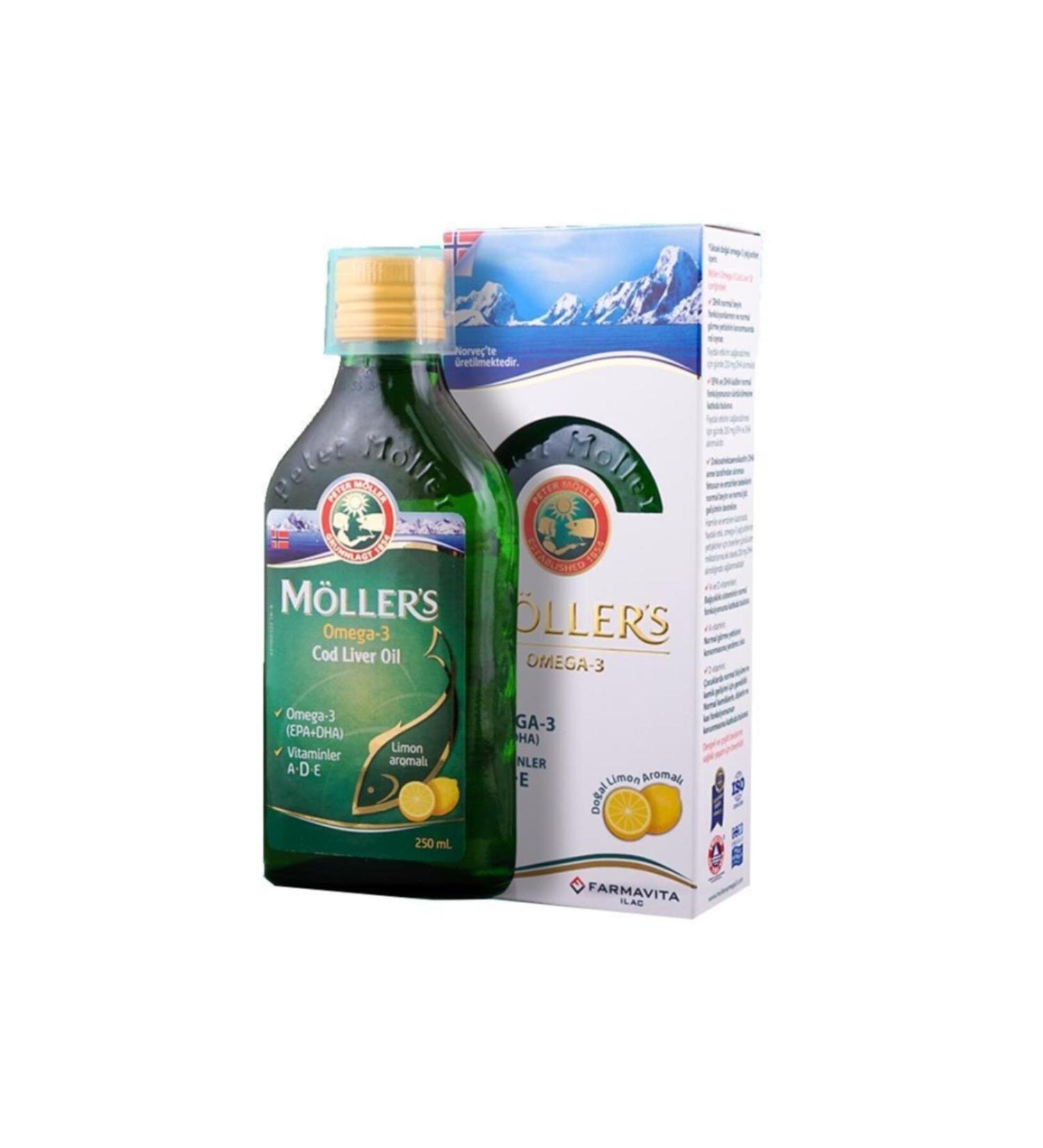 Mollers Omega-3 Lemon Fish Oil Syrup Supplementary Food 250 ml