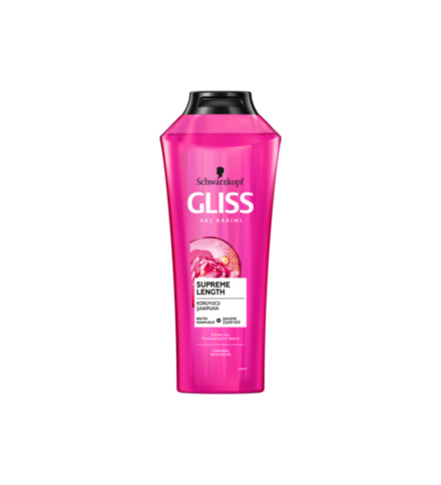 Gliss Supreme Length Protective Shampoo - 400 ml with Biotin Complex and Peony Flower Extract