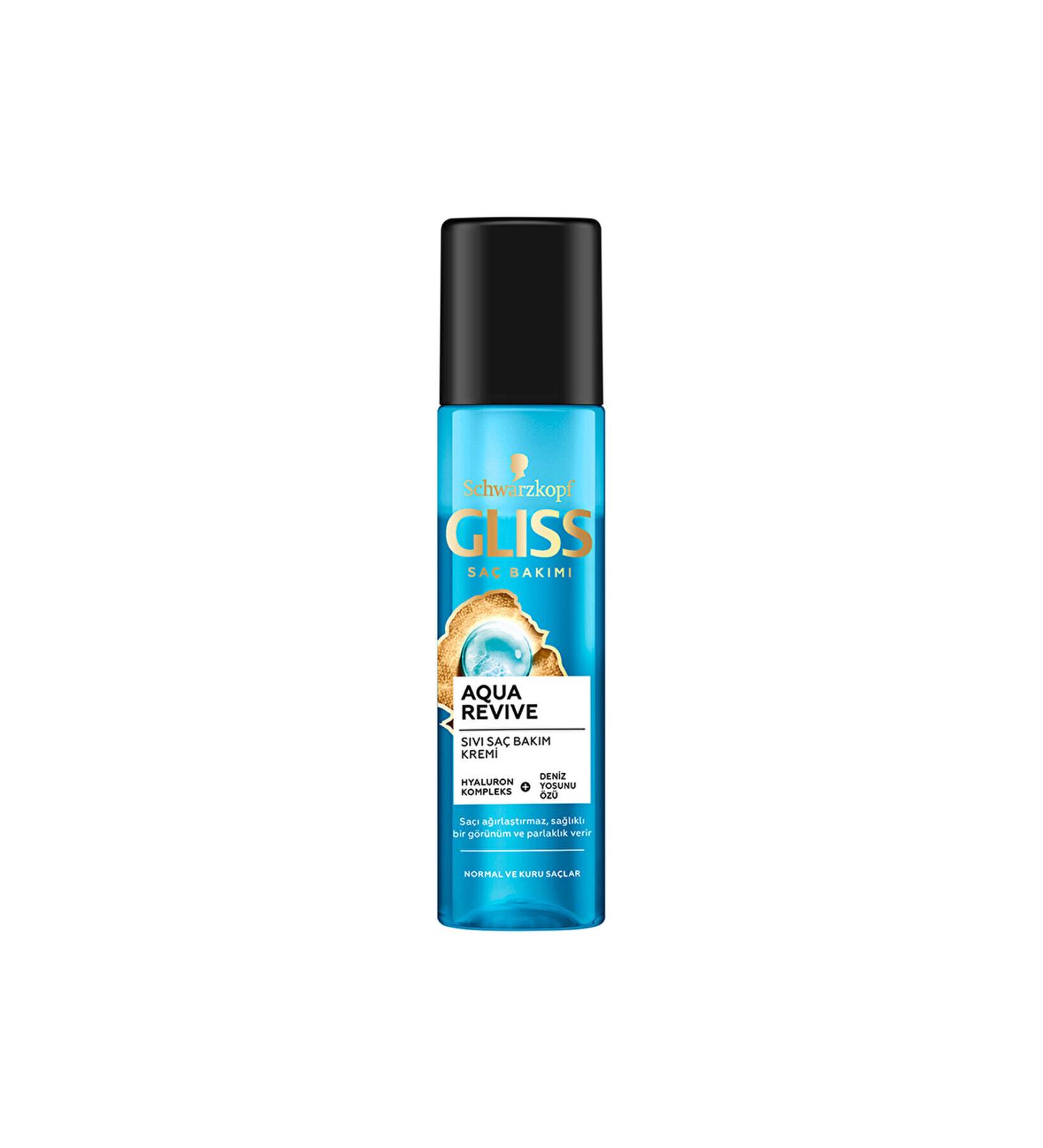 Gliss Aqua Revive Moisturizing Liquid Hair Care Conditioner - With Hyaluron and Seaweed Extract 200 ml