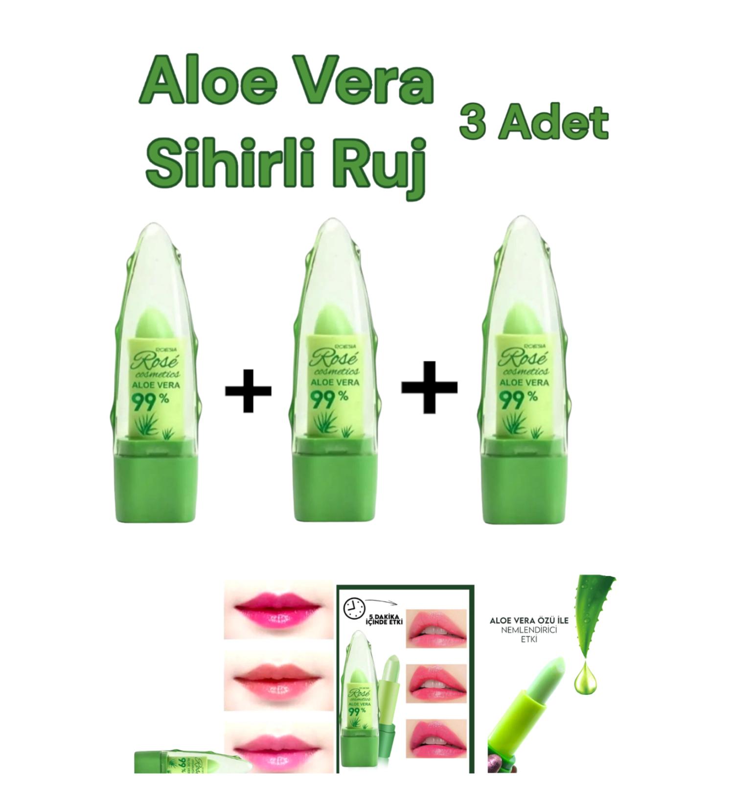 Rose Magic Lipstick Aloe Vera 3 Pieces
