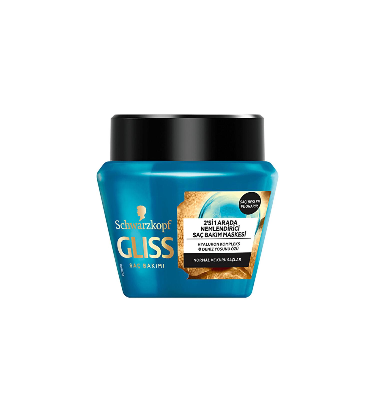 Gliss Aqua Revive Moisturizing 2 in 1 Mask - With Hyaluron and Seaweed Extract 300 ml