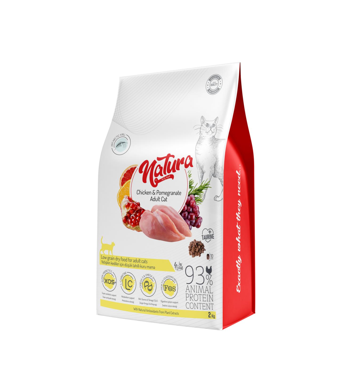 Natura Pet Natura LowGrain Adult Cat Food with Chicken & Pomegranate 2kg