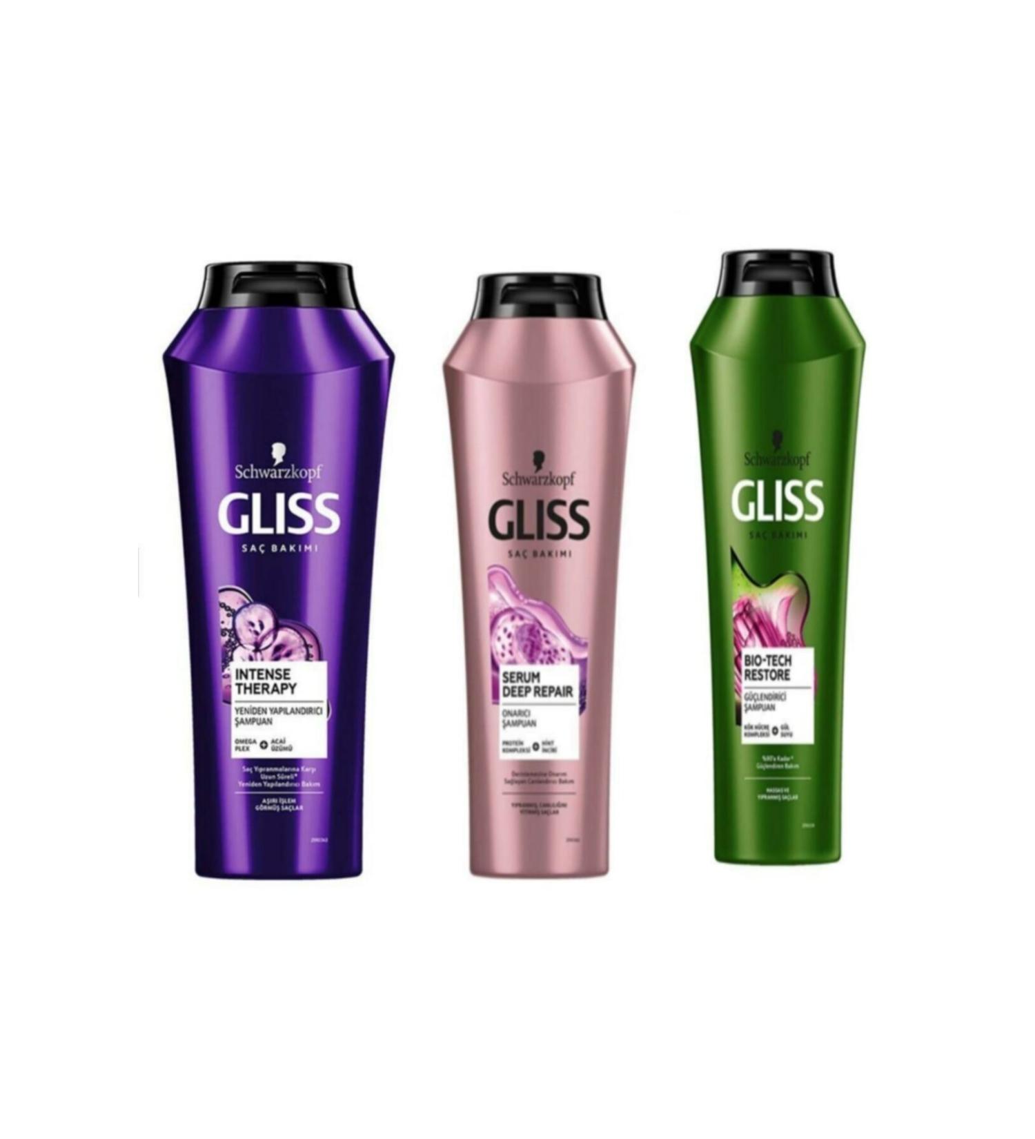 Gliss Shampoo 500 Ml 3 in 1 Bio-Tech Restore Strengthener