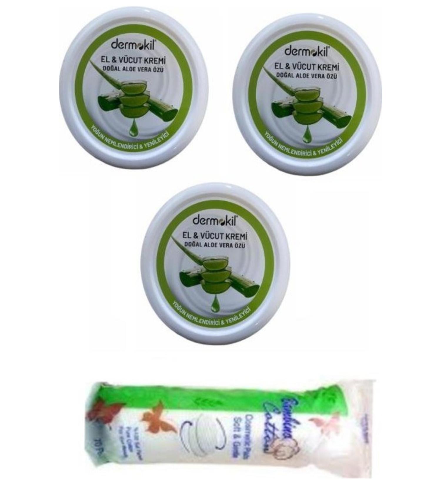 Dermokil Hand Cream Aloe Vera 3x220 ml + Make-up Cotton