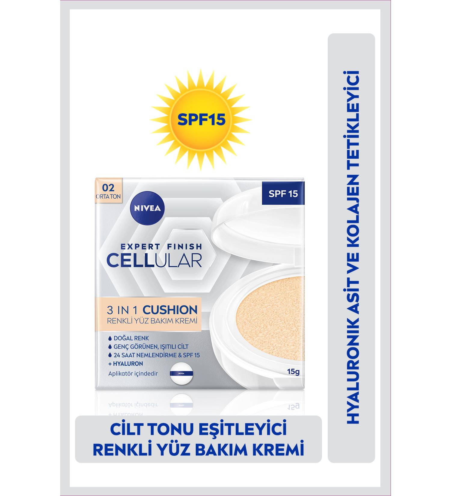 NIVEA Cellular Expert Finish 3in1 Cushion Tinted Medium Tone Face Care Cream 15ml Hyaluron and Collagen - Buy Online on GoSupps.com