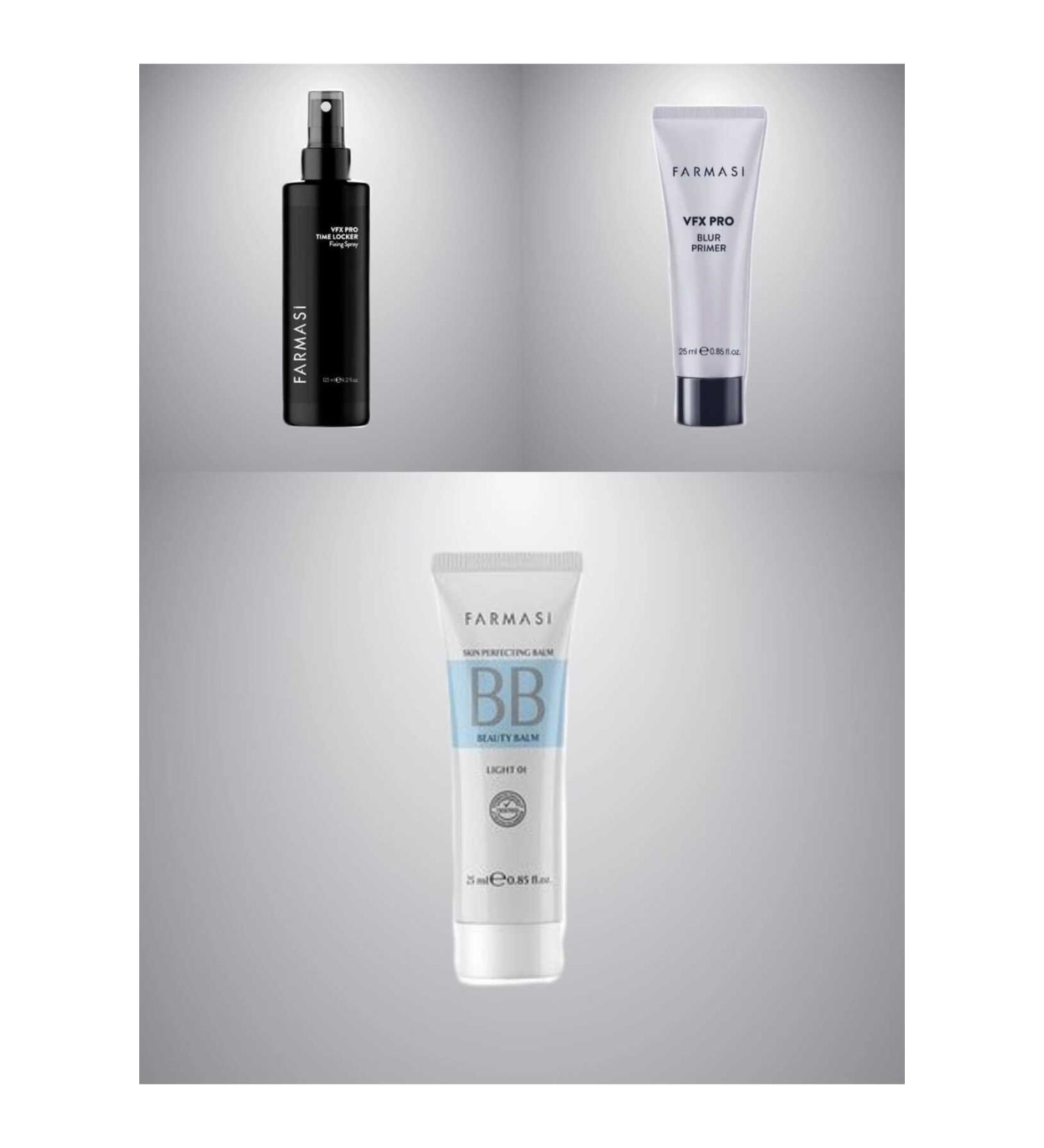 Farmasi Bb Cream 01 Light 25 Ml & VFX PRO Make-up Fixer 125ml & VFX PRO 25 ML MAKE-UP BASE NEW GENERATION