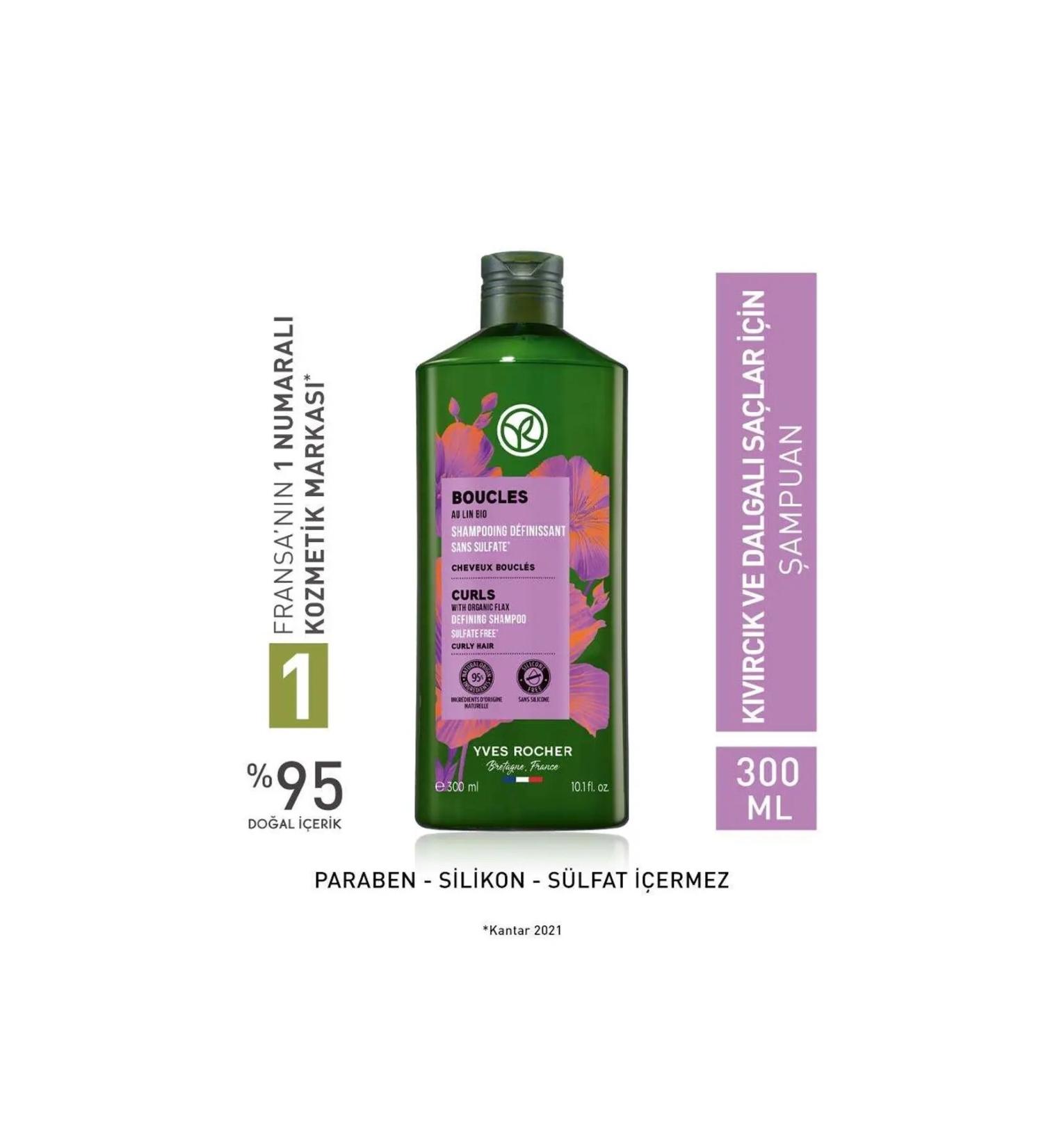 Yves Rocher Boucles - Organic Flax Curl Defining Shampoo for Curly and Wavy Hair 300ml