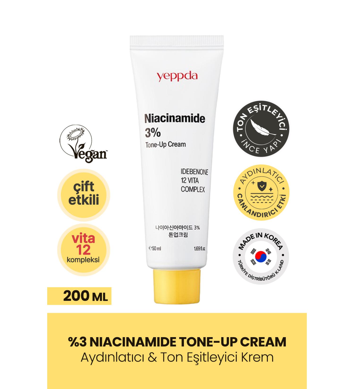 YEPPDA Water Based Brightening Cream Niacinamide %3 Tone Up Cream 50 ml 8809452673938 One Size