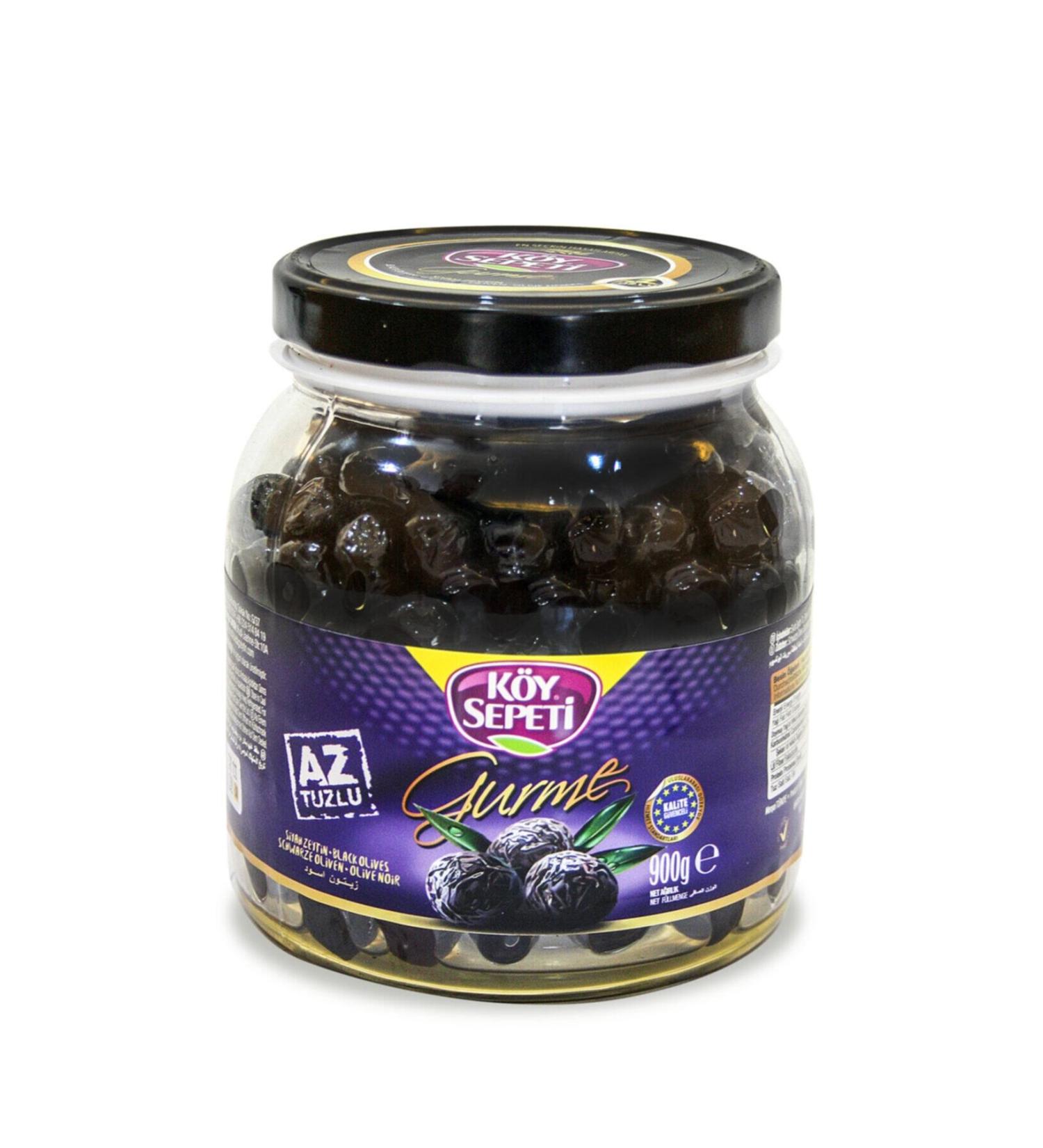 VILLAGE BASKET Low Salt Gemlik Black Olives 900g Campet - Buy Online on GoSupps.com