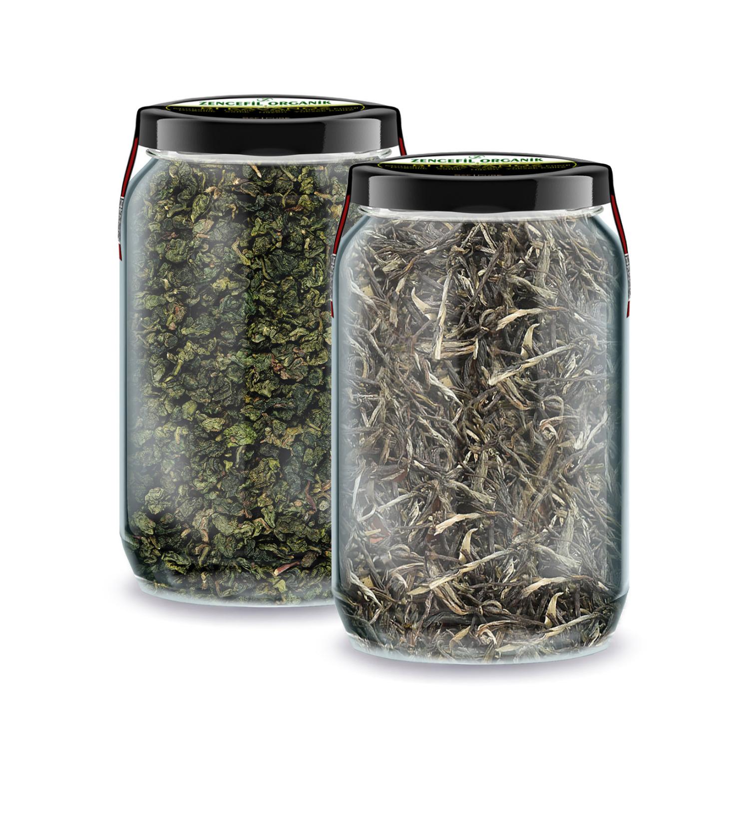 Ginger Organic One Jar Pure White Tea + One Jar Pure Oolong Tea 2 Glass Jars of 660 cc No Additives - Buy Online on GoSupps.com