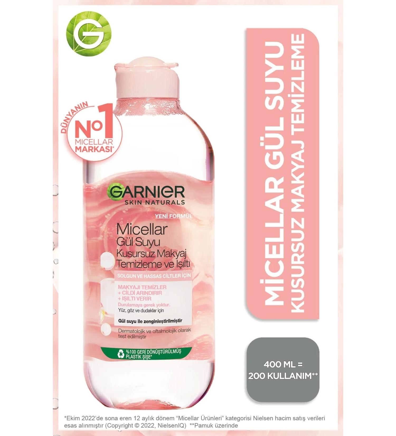 Garnier Micellar Rose Water Flawless Make-Up Remover & Shine 400ml 3600542326858