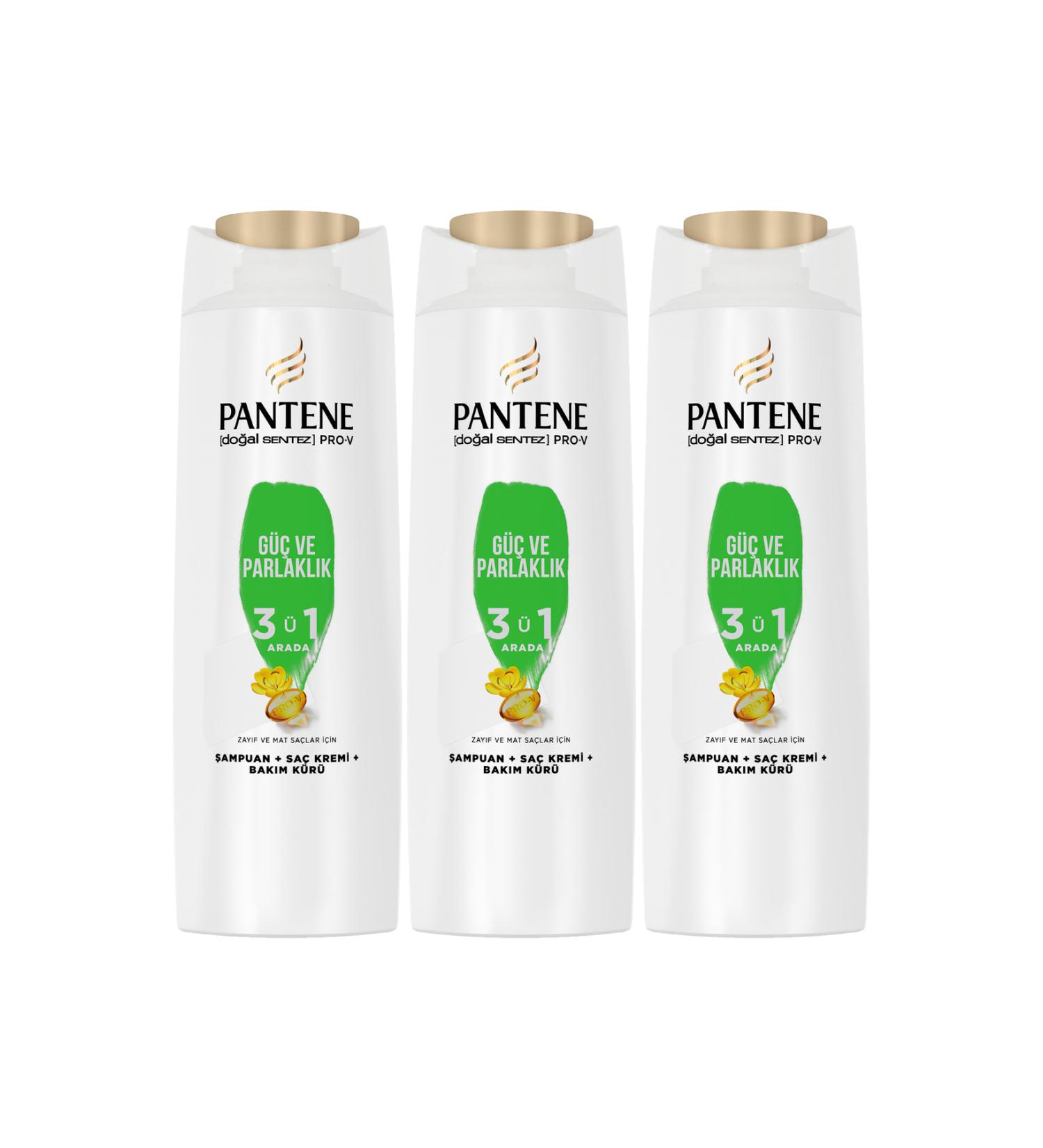 Pantene 3 in 1 Strong and Shine Shampoo 350 ml 3 Pieces - Buy Online on GoSupps.com