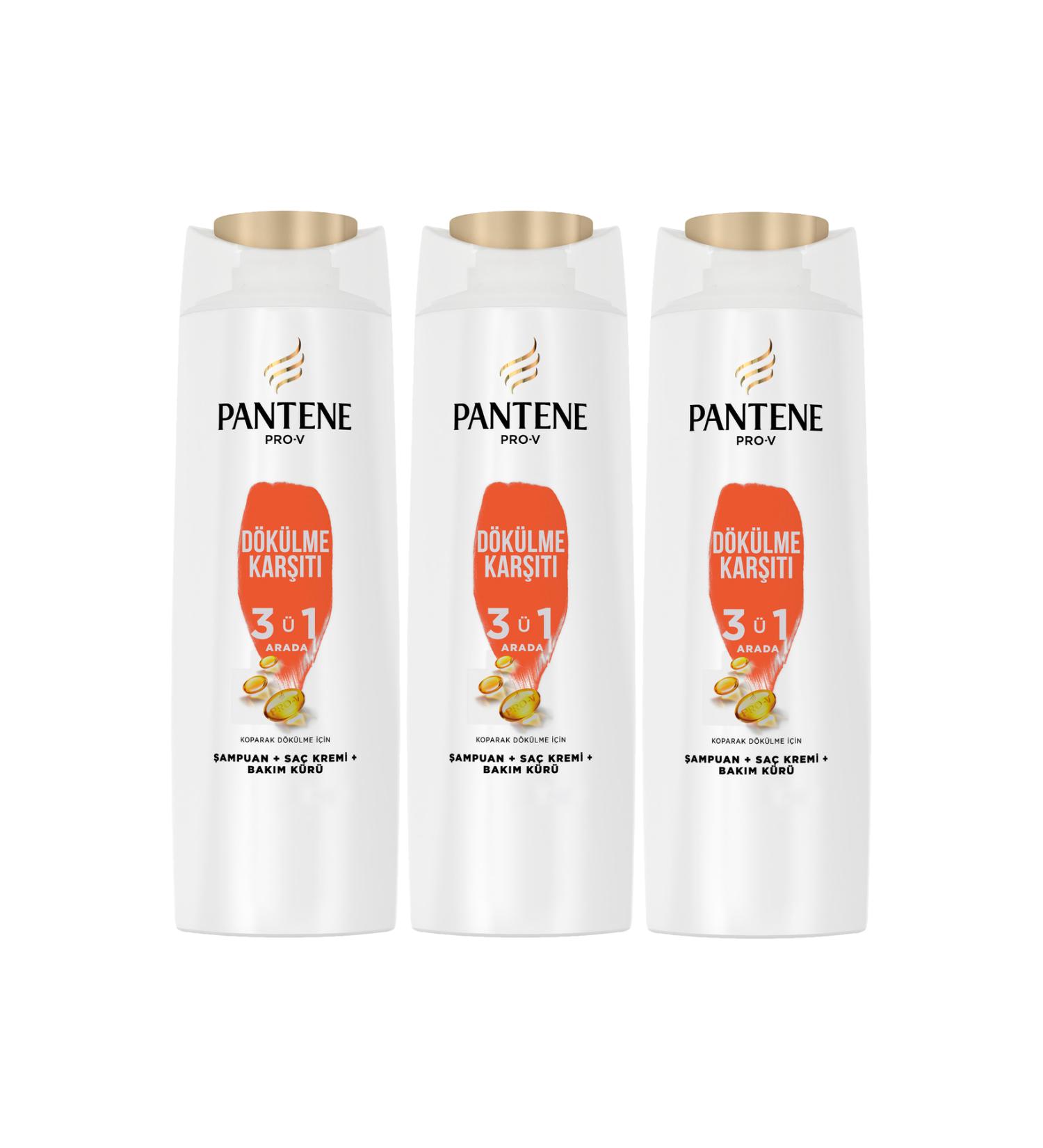 Pantene 3 in 1 Anti Hair Loss Shampoo 350 ml 3 Pieces - Buy Online on GoSupps.com
