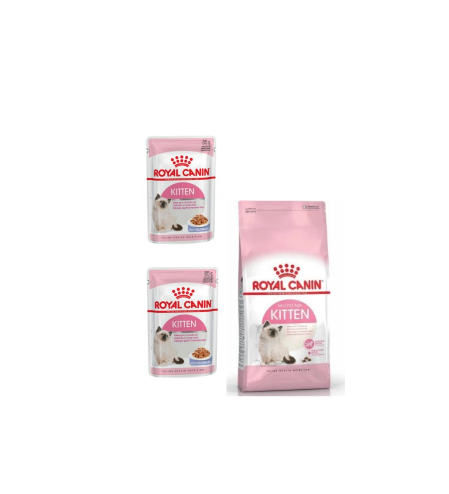 Royal Canin Kitten 2 kg + Kitten Wet Food 2 Pieces