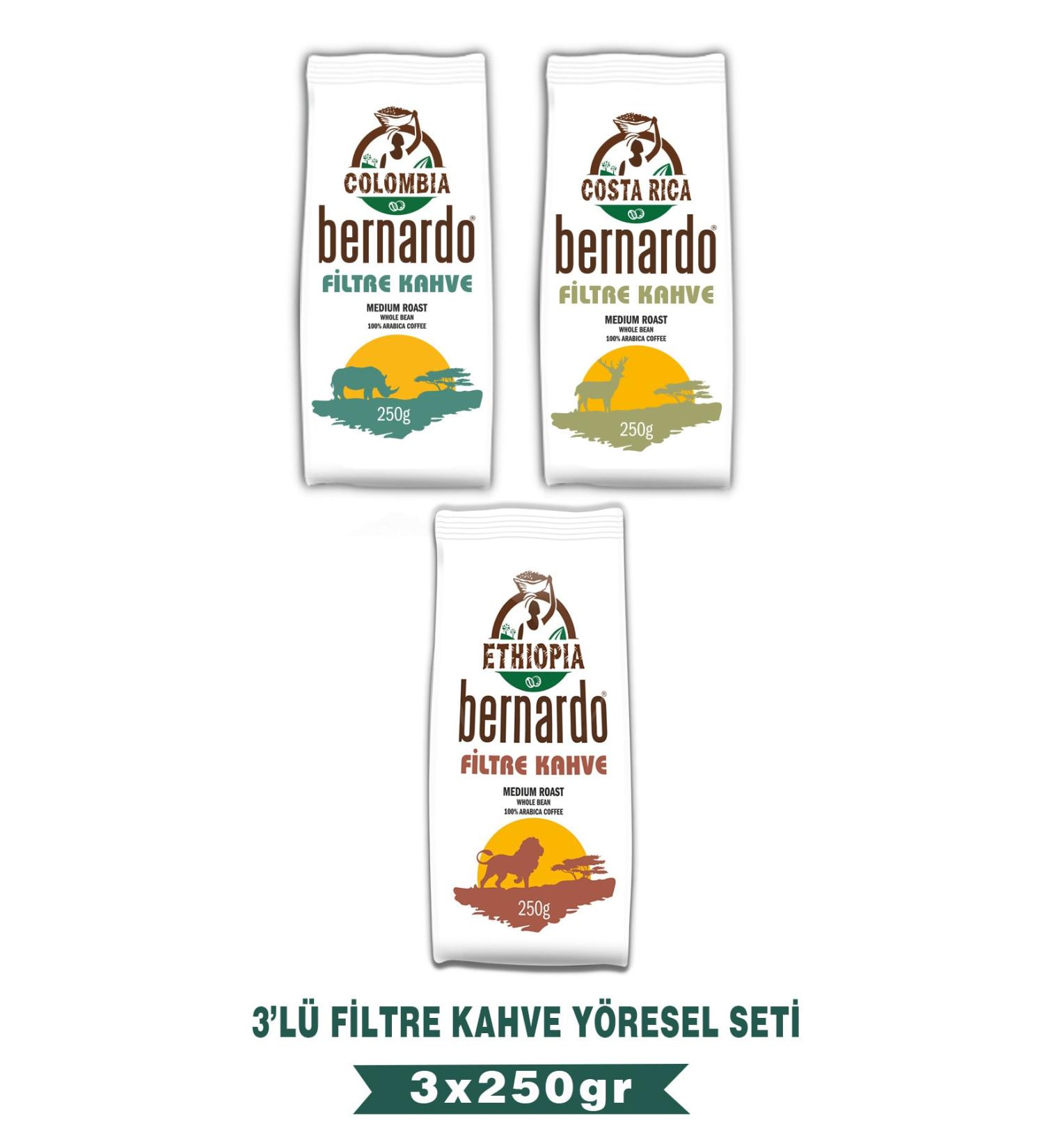 Bernardo Filter Coffee Regional Set 3x250 Gr (Colombia-Costa Rica-Ethiopia)