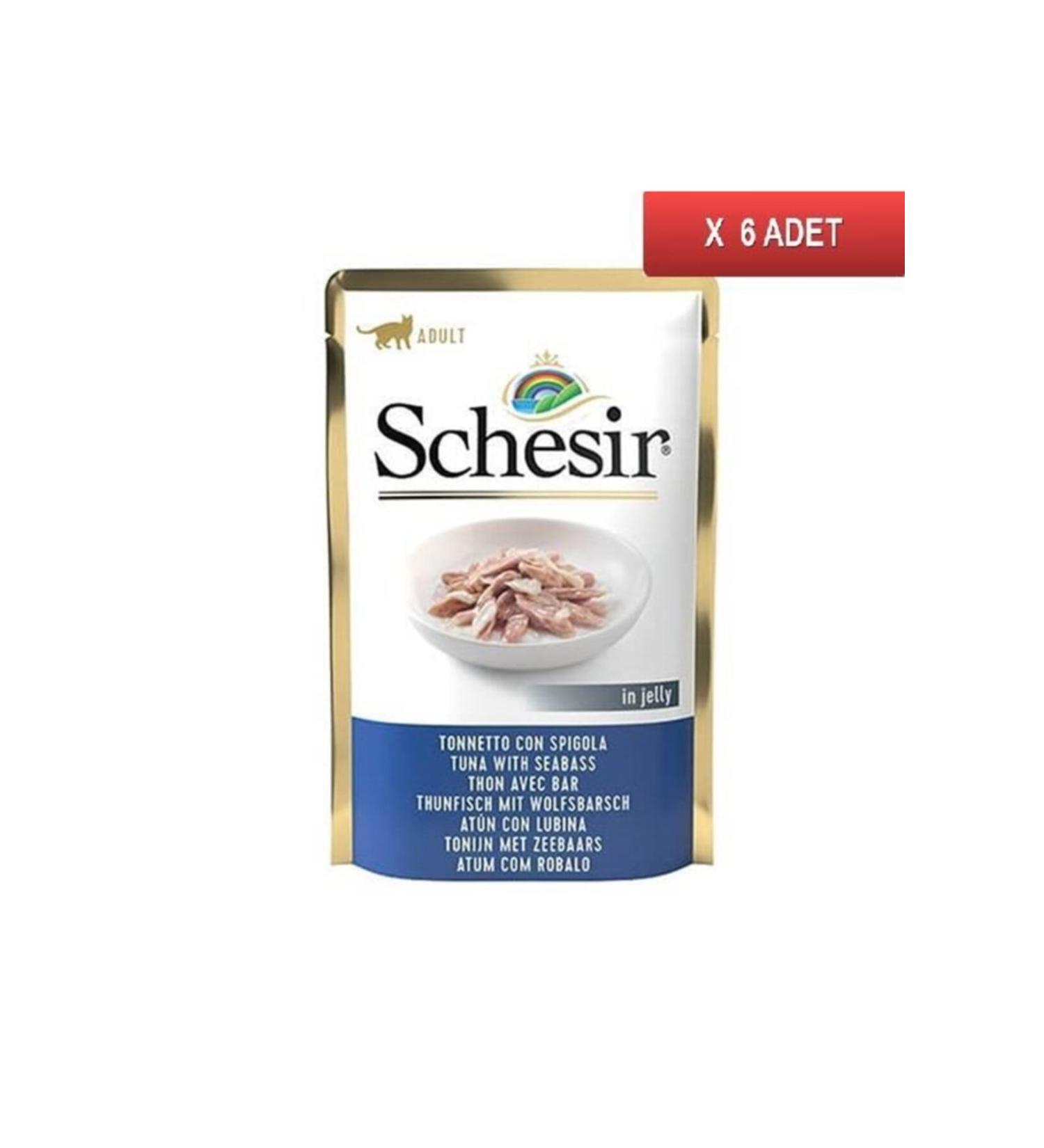 Schesir Jelly Tuna Sea Bass Cat Canned Food 85 Gr (6 Pieces)